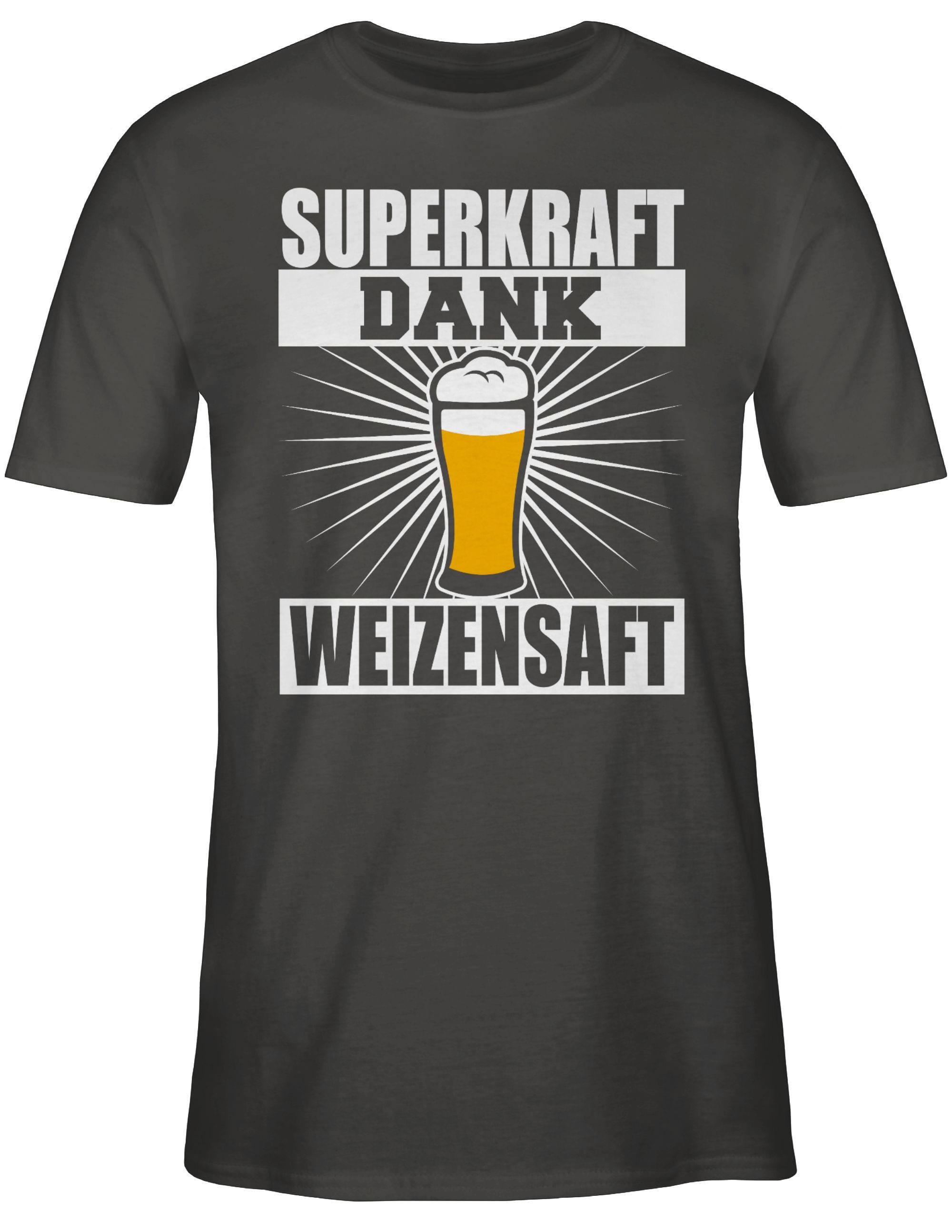 Weizensaft Superkraft Spruch Dunkelgrau dank T-Shirt 3 Statement Shirtracer weiß Sprüche mit -