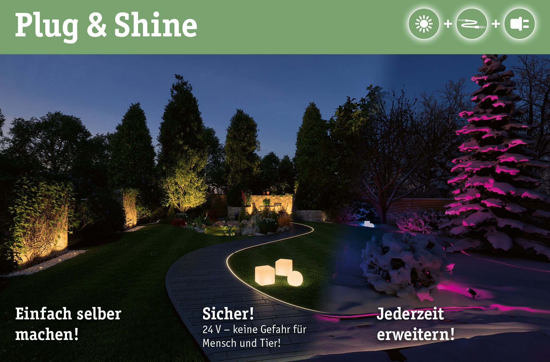3000K fest Gartenstrahler Shine, LED-Modul, LED 24V Plug Anthrazit & integriert, & Warmweiß, Paulmann Plug LED Shine,