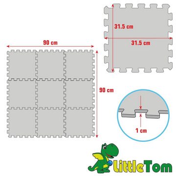 LittleTom Puzzlematte 9 Teile Puzzlematte Straße für Kinder Spielstraße, 30x30cm Puzzle Spielteppich