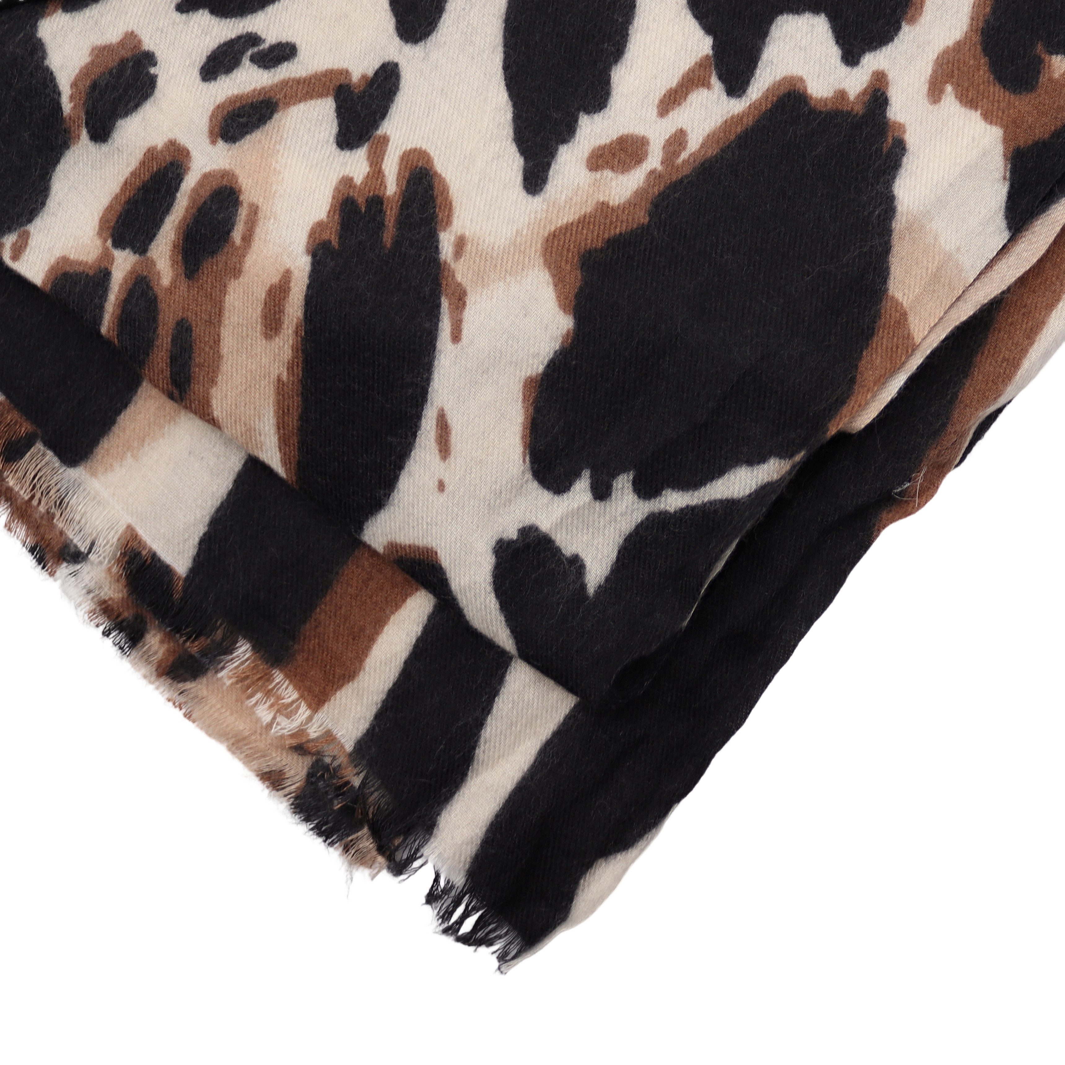 MIRROSI Modeschal weicher und warmer Schal Leo Leopard mit Fransen, 90x180cm, Paisley Muster Damen Halstuch ideal für Herbst und Winter – Bild 3 von 3