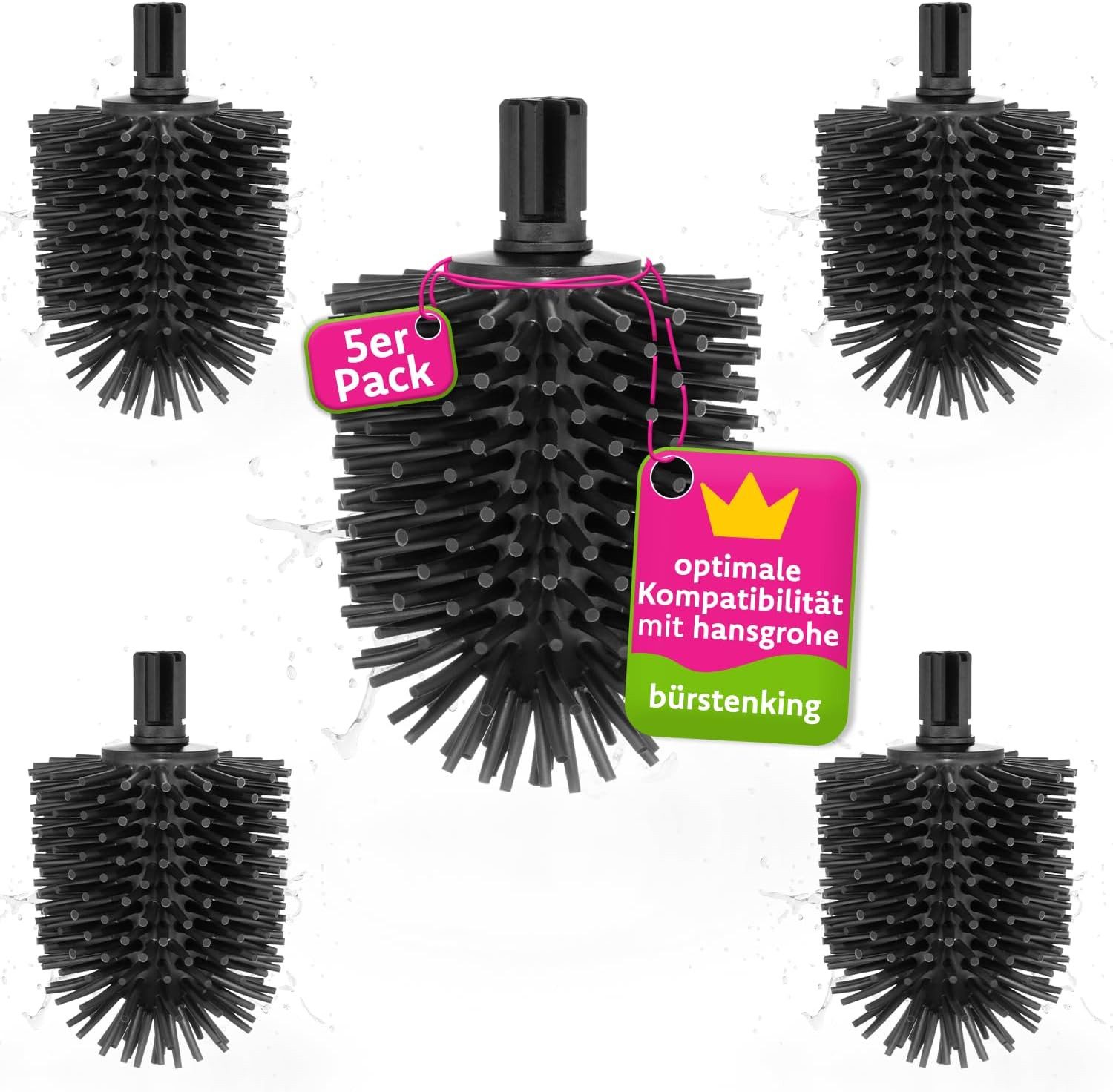 Bürstenking WC-Reinigungsbürste WC Ersatzbürstenkopf Ø 65–69 mm – Silikon, für Keuco, mit Adapter, Keuco WC-Garnituren, Silikon Bürstenkopf