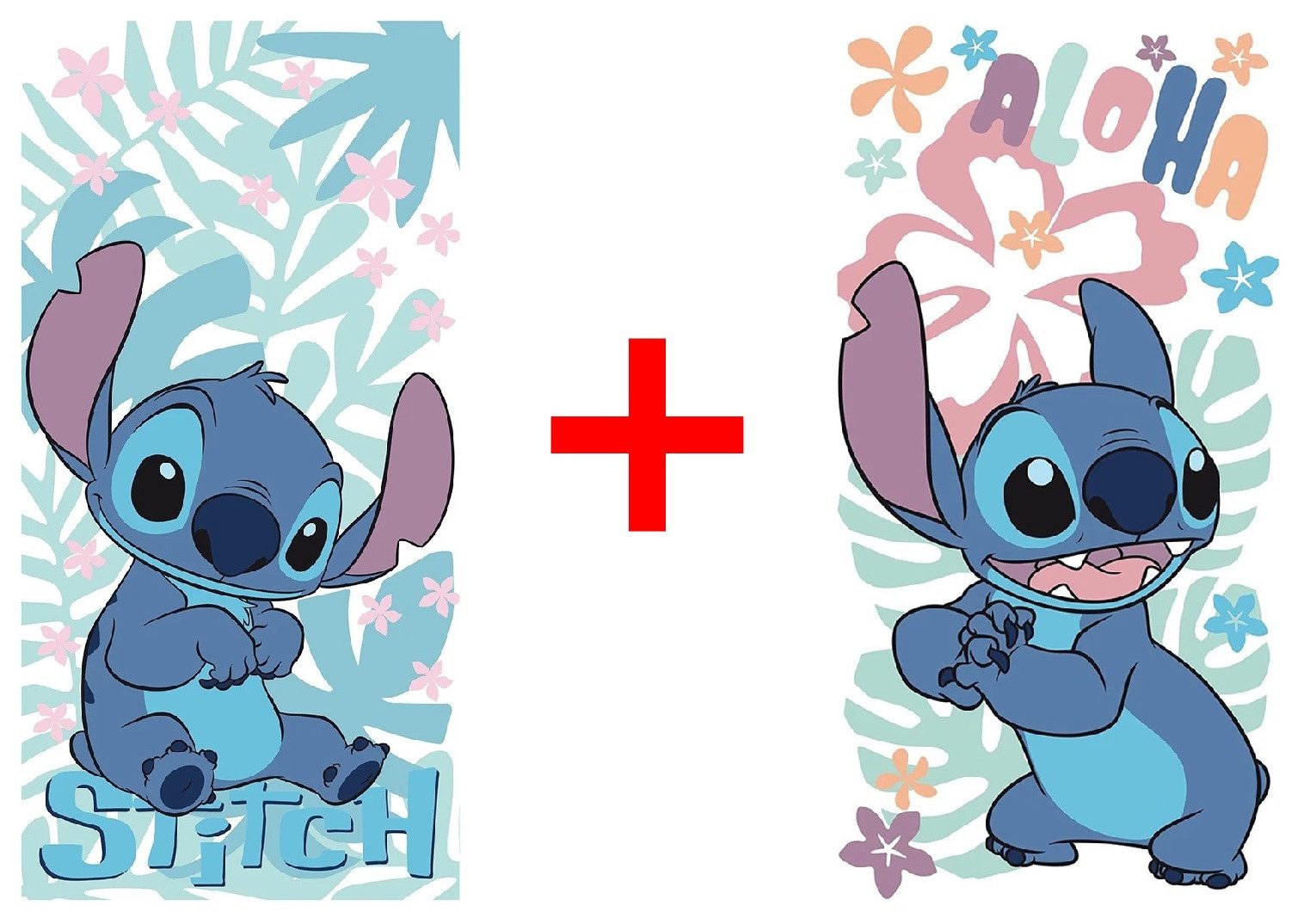 Disney Handtücher Disney Handtuch-Set Stitch mit Blüten + Aloha Badetücher 70x140 cm, Frottee (2-St)