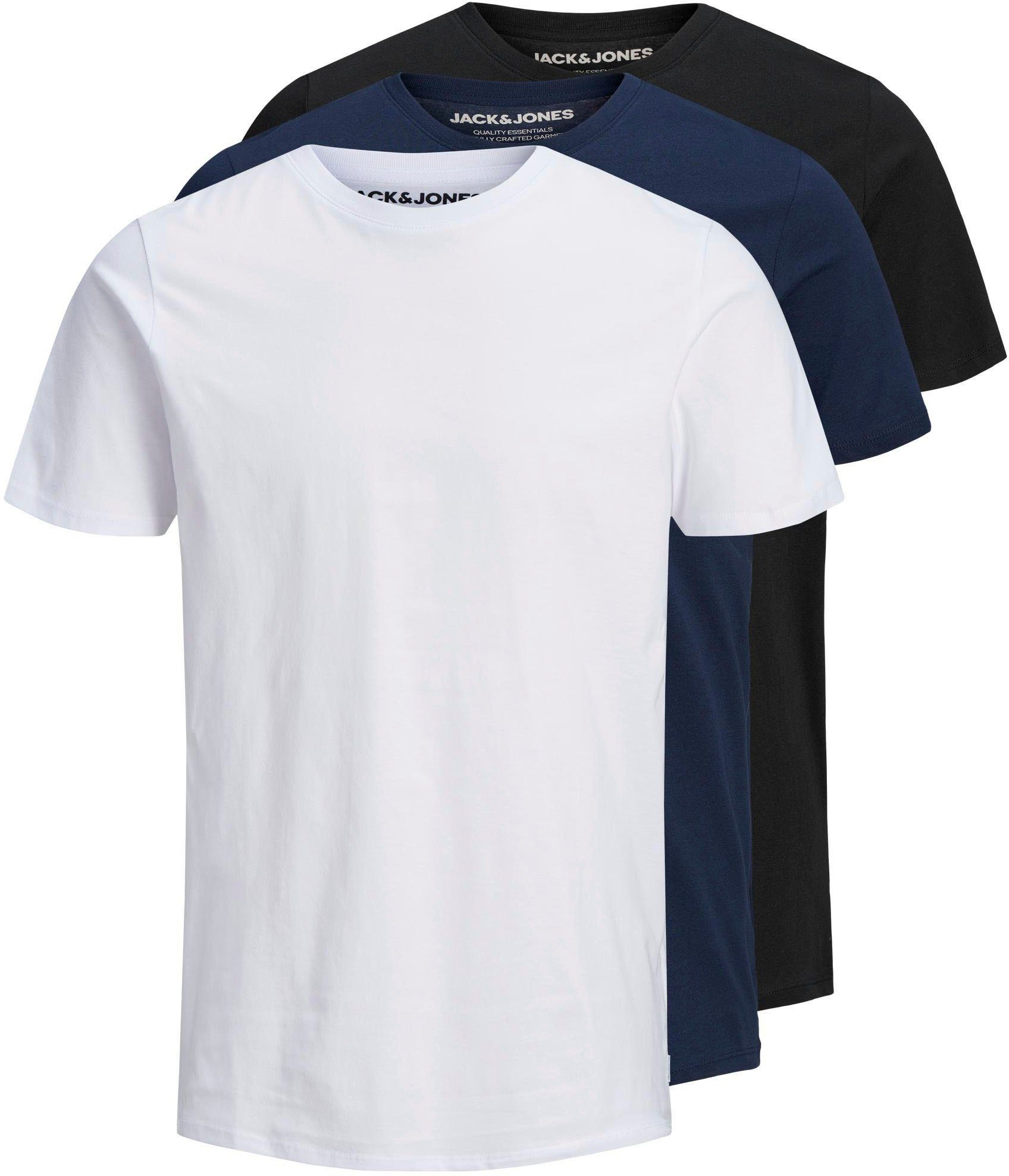Jack & Jones Rundhalsshirt ORGANIC BASIC TEE 3PK (Packung, 3-tlg) schwarz, navy, weiß | T-Shirts