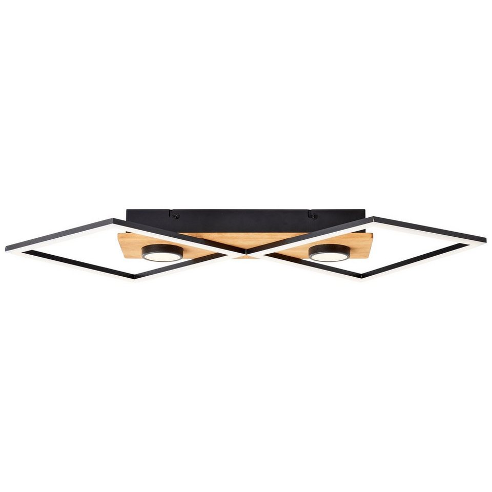 Brilliant Deckenleuchte Woodbridge, Woodbridge LED Deckenleuchte 70x35cm  holz/schwarz, Holz/Metall/Kunstst, Mit 3-Stufen-Dimmer für verschiedene  Helligkeitsstufen