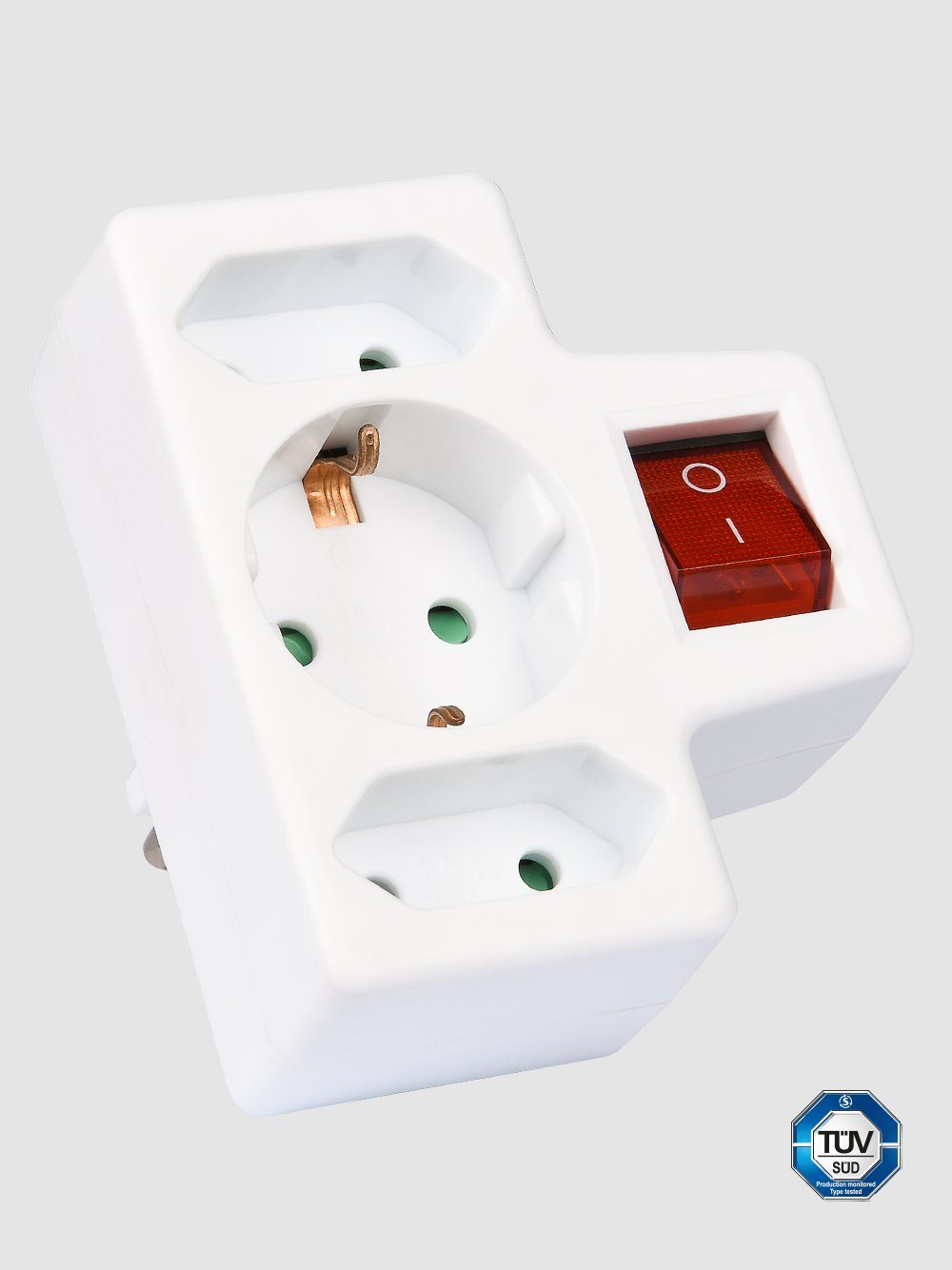 HEITECH schaltbarer Розеткиadapter 3-Fach - 1 Schuko/2 Euro IP20 Mehrfachsteckdose