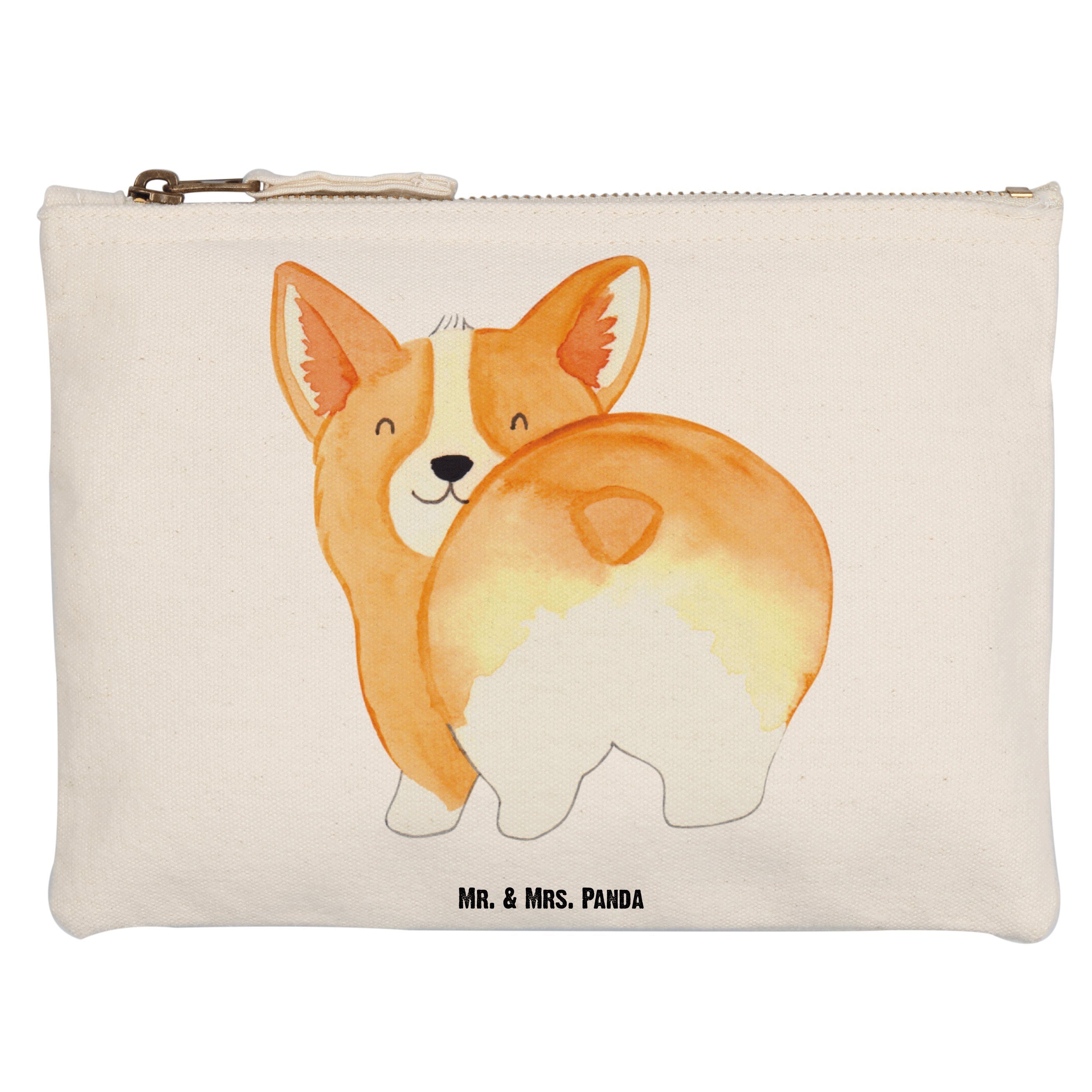 Mr. & Mrs. Panda Kosmetiktasche Grösse XL Große Corgie Po - Weiß - Geschenk, Sprüche, Hundeliebe, süß (1-tlg) | Canvas-Taschen