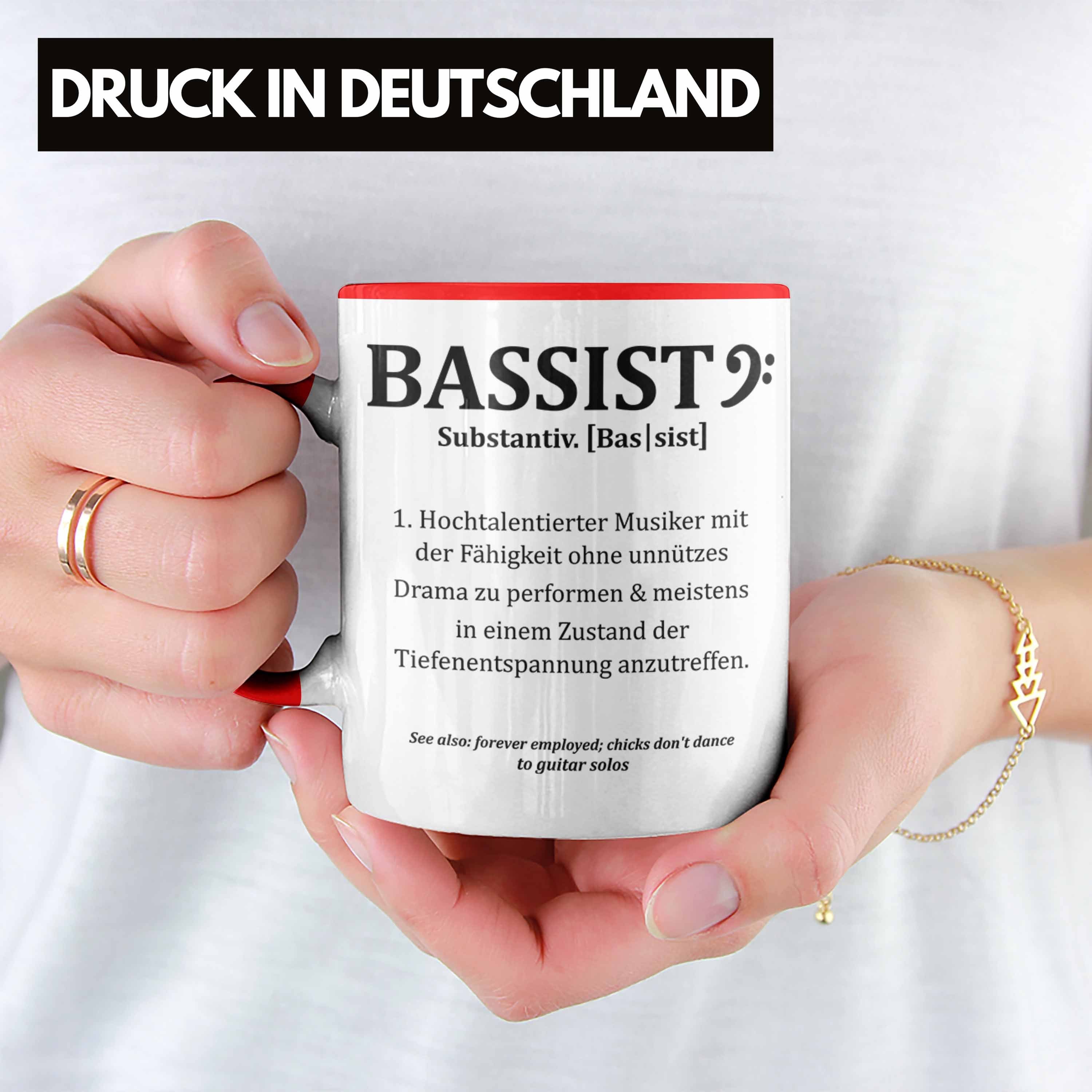 Bassist Tasse Rot Bass-Spieler Trendation Kaffee-Becher Geschenk Bassist Tasse Geschenkidee
