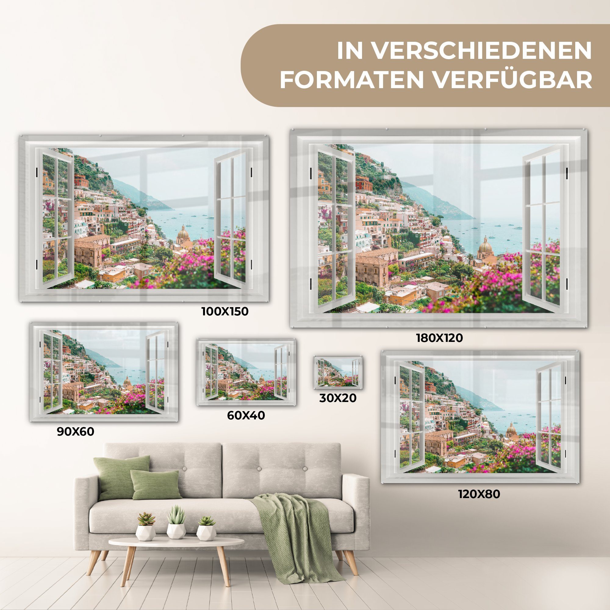 MuchoWow Acrylglasbild Aussicht - Wandbild auf Glas - St), Wasser, Wanddekoration (1 - Urlaub - Foto auf Glas Bilder - Glasbilder