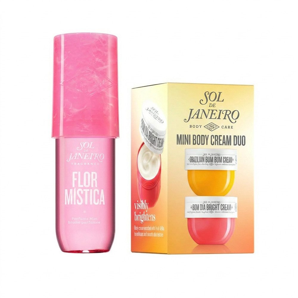 Sol de Janeiro Pflege-Geschenkset Sol de Janeiro Mini Body Cream Duo und Flor Mística Mist Set, Pflege und Duft in praktischem Reise und Geschenkset kombiniert