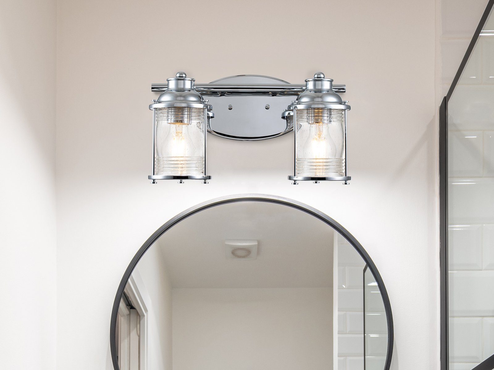 meineWunschleuchte LED Wandleuchte, warmweiß, innen für Bad & Wohnraum,  Badezimmerlampe Wand Bad-lampe Spiegel-Leuchte, Designerlampen Chrom Breite  36cm