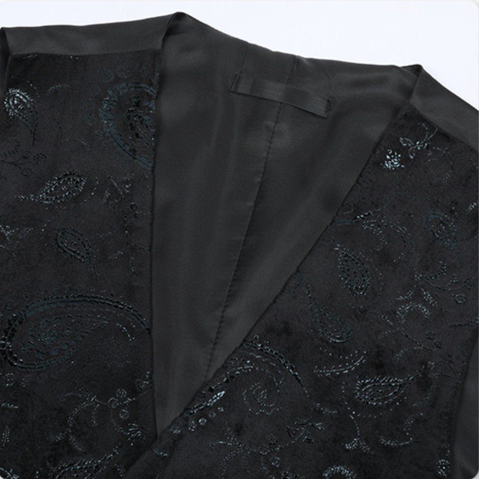 Allthemen Anzugweste Elegante Jacquard Anzugweste für Hochzeit und Party – Bild 4 von 5