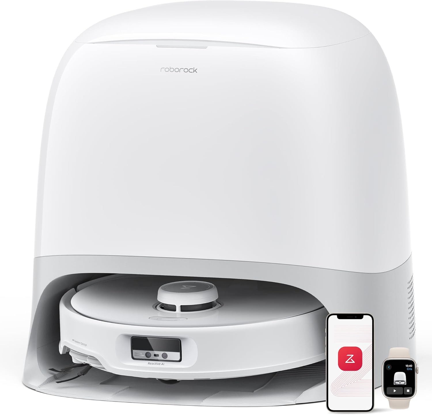Roborock Saugroboter Curv Saugroboter mit Wischfunktion&Hebarem Wischmopp, 18.500Pa, 75℃ Heißwasser-Moppwäsche