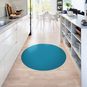 Teppich Vinyl Wohnzimmer Schlafzimmer Flur Küche Einfarbig modern, Bilderdepot24, rund - petrol glatt, nass wischbar (Küche, Tierhaare) - Saugroboter & Bodenheizung geeignet