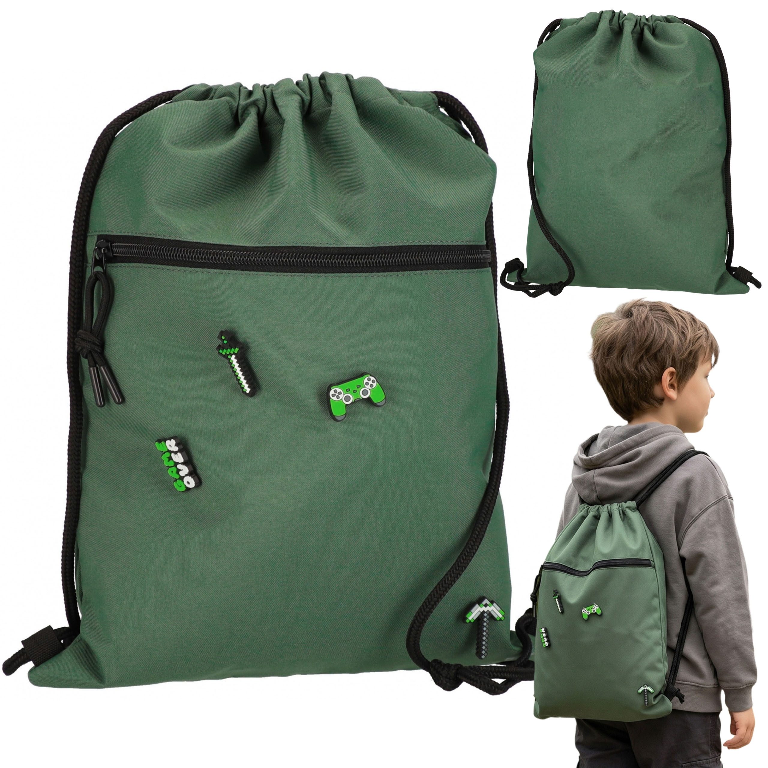 Pixel Turnbeutel Pixel Turnbeutel für Jungen – Sportbeutel mit Tasche, 32 x 41 cm