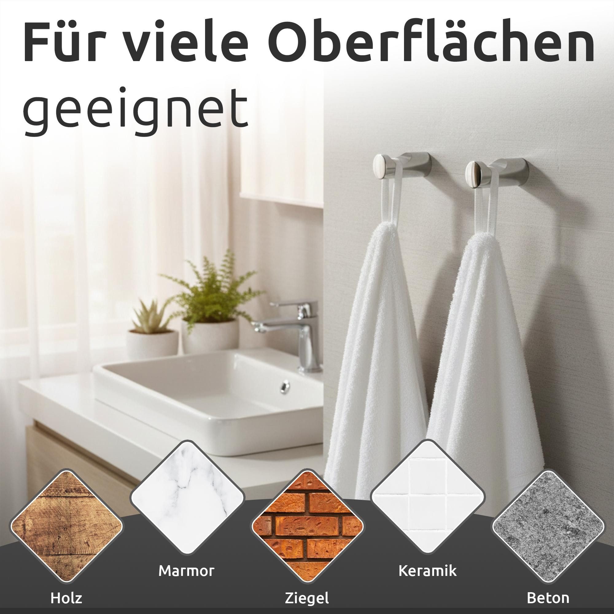 ECENCE Wandhaken 4 Stück Handtuchhaken zum Bohren Chrom aus 304