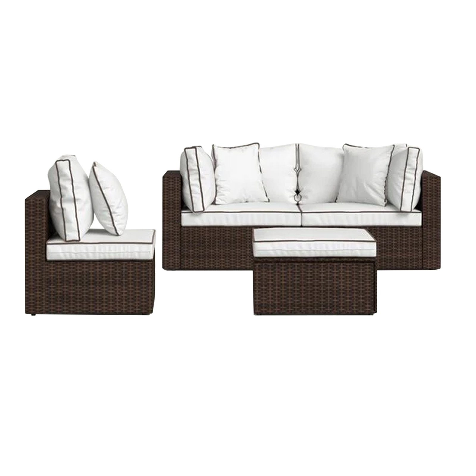 HTI-Living Balkonset Terrassenmöbel Cariati, (Set, 2-tlg., 1 Sofa, 1 Hocker inkl. Sitz- und Rückenkissen), Loungegarnitur mit Kissen