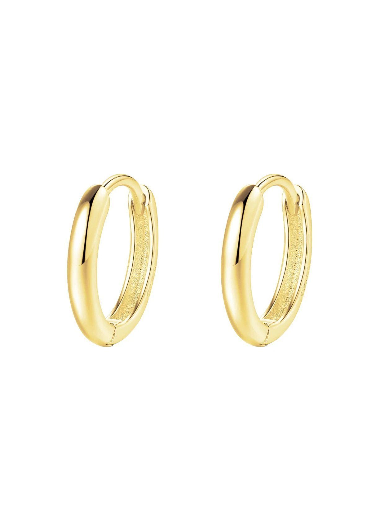 Hey Happiness Klappcreolen Chunky Herren, 18K vergoldet, Basic Männer Ohrringe Silber 925 für Layer Look, rhodiniert