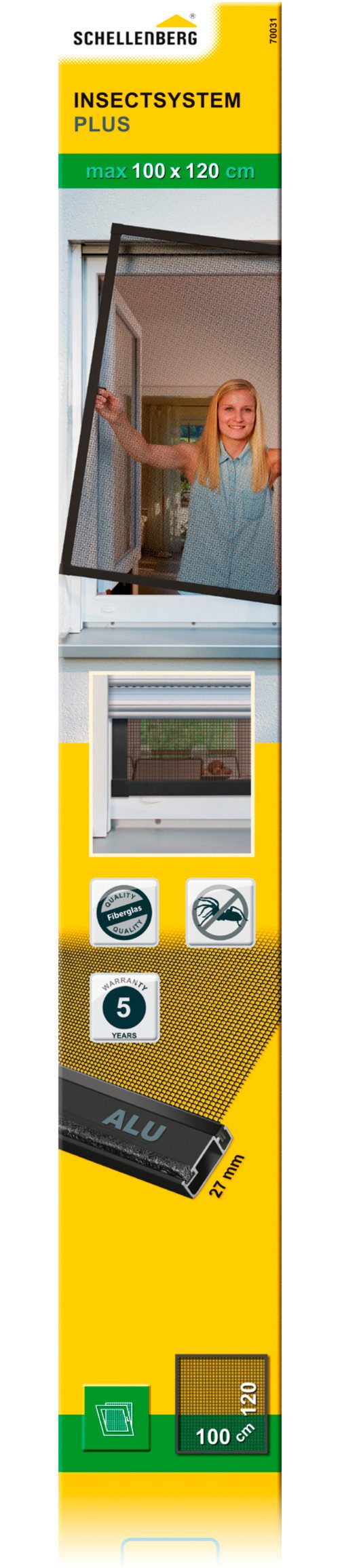 SCHELLENBERG Insektenschutz-Fensterrahmen Fliegengitter Fenster Plus, (Set, 1-St), aus Aluminium, 100 x 120 cm und 130 x 150 cm, anthrazit und weiß