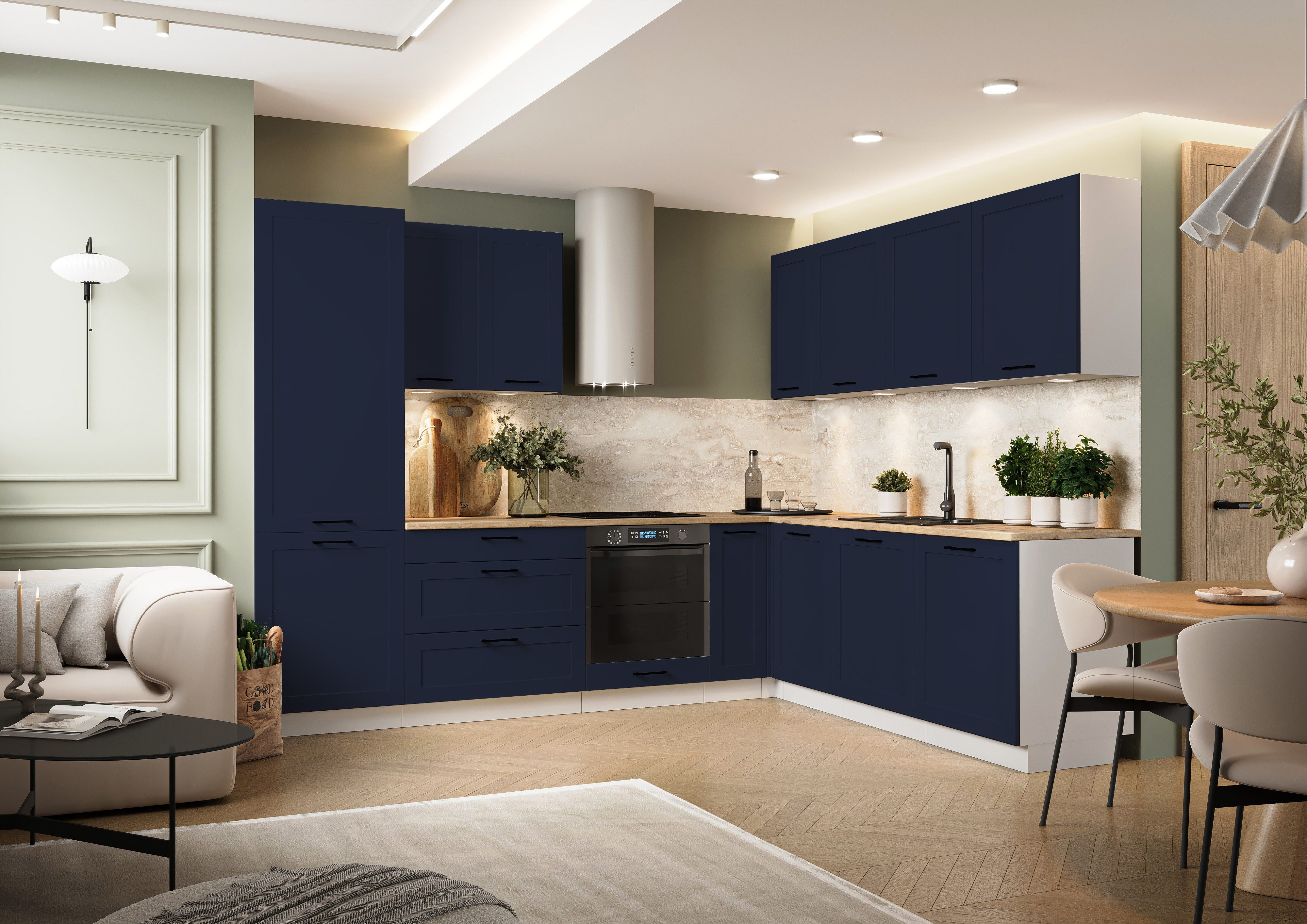 ROYAL24_MARKT Winkelküche - K150-G 230 x 210 cm - ADELE (L) Hochwertige Küchen Inspiration, (Winkelküche), Hochwertig - Modern - Exklusiv