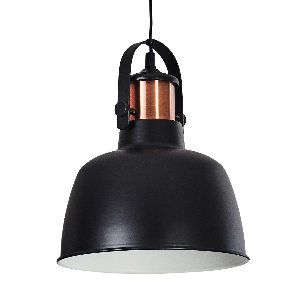 hofstein Hängeleuchte »Scido« Industrial Pendellampe aus Metall in Schwarz-Kupfer-Weiß, ohne Leuchtmittel, runde e Hängelampe, 1xE27, Höhe max. 125cm (verstellbar). € 49,99