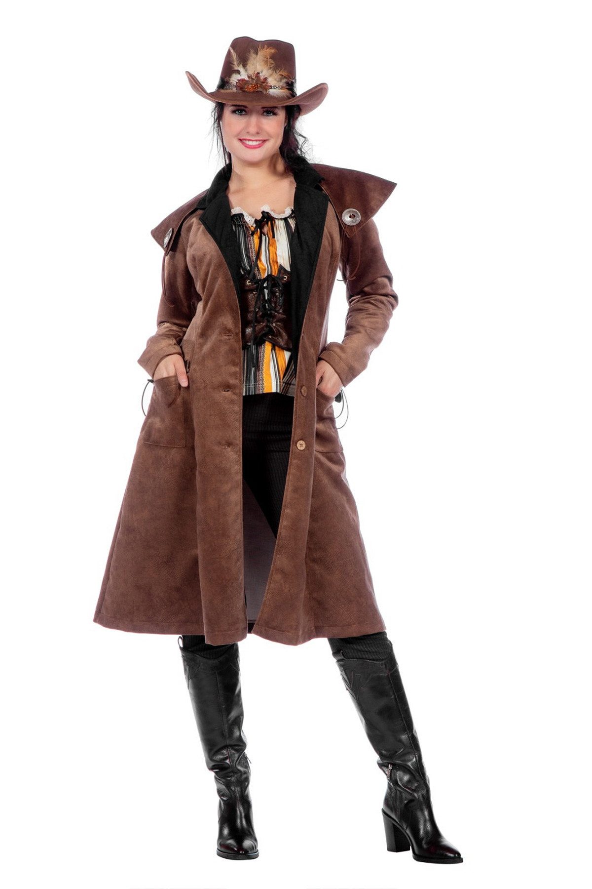 Wilbers Cowboy-Kostüm Authentischer Western Mantel 'Jane' für Damen, Br