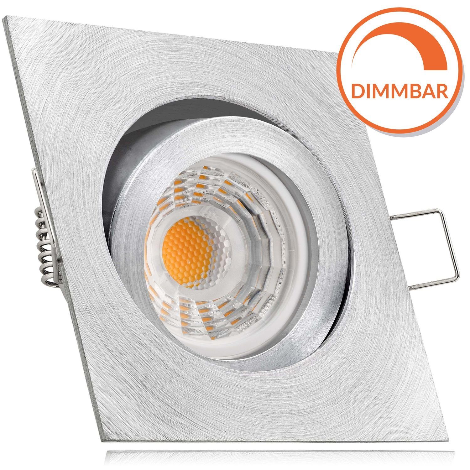 LEDANDO LED Einbaustrahler LED Einbaustrahler Set Aluminium natur mit LED GU10 Markenstrahler von