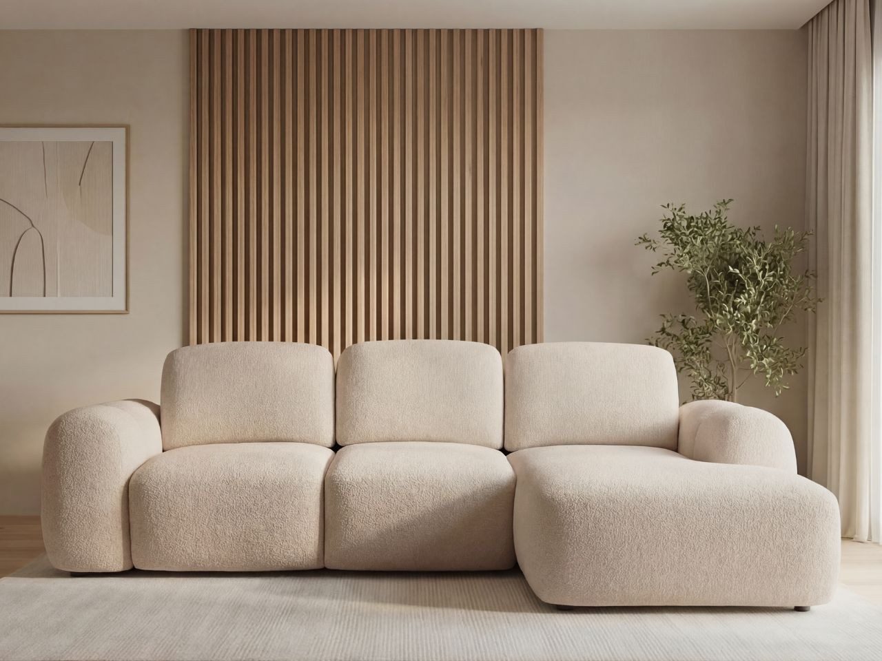 GrainGold Ecksofa L-Form Avelin L, Set, Wellenfedern, DL-Mechanismus, Schlaffunktion, Bettkasten