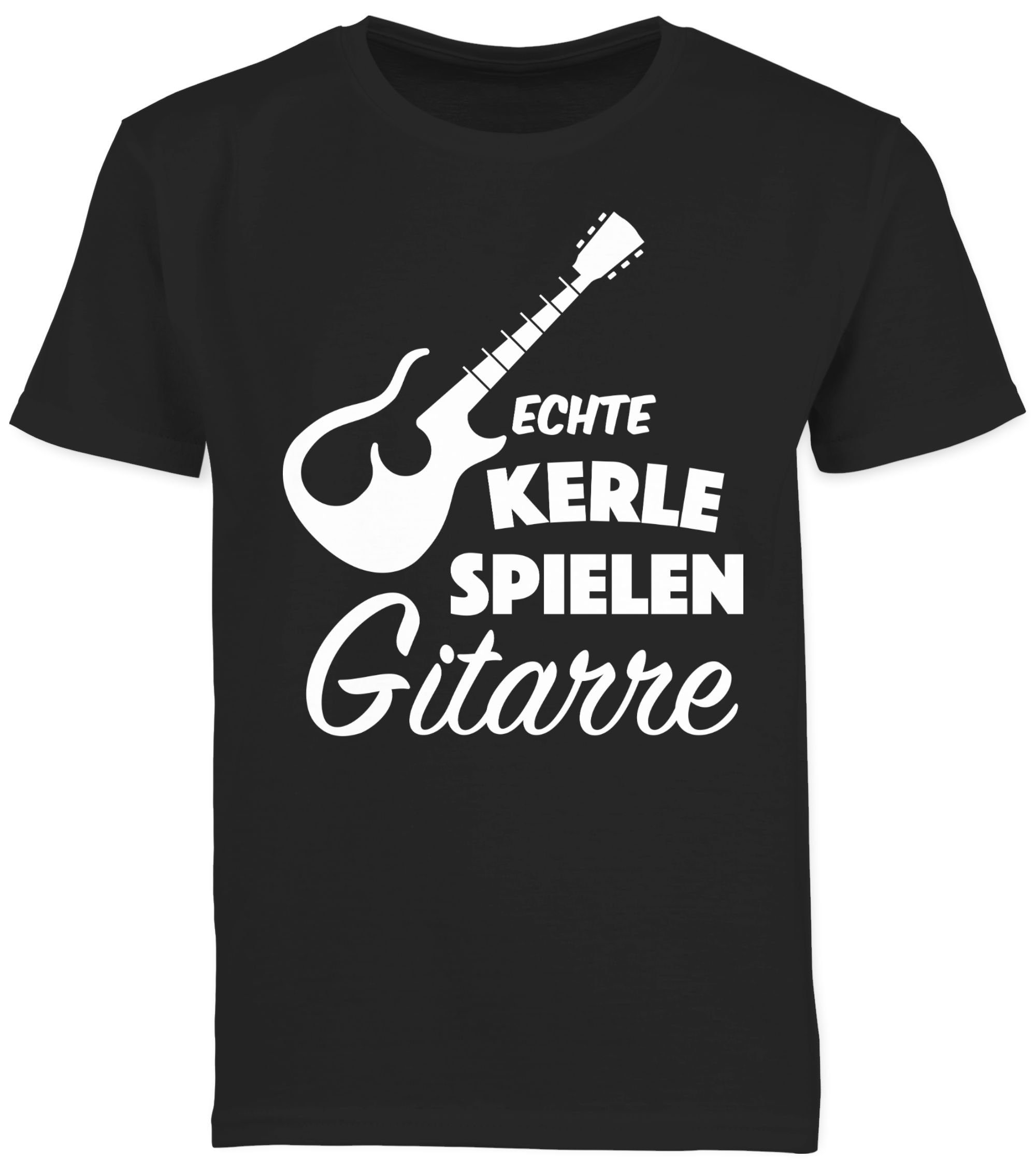 Shirtracer T-Shirt Echte Sprüche Kerle Statement spielen Kinder 2 Schwarz Gitarre