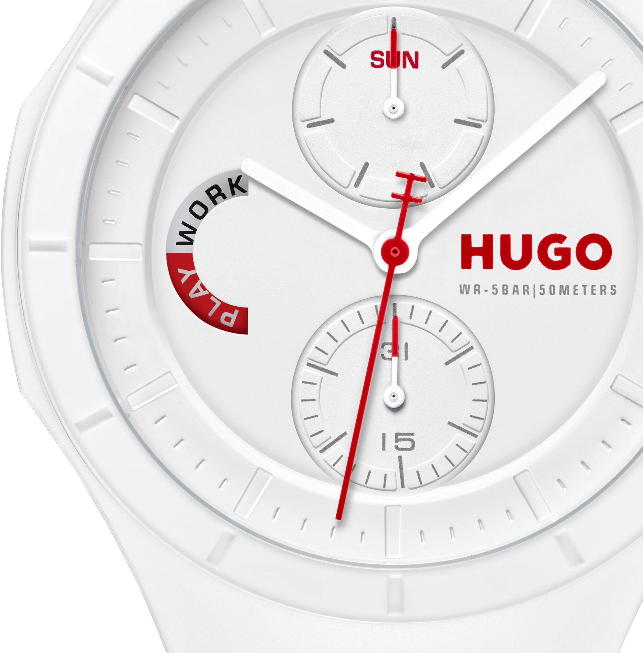 HUGO Multifunktionsuhr #LIT MULTI 1530406, Quarzuhr, Armbanduhr, Herrenuhr, Silikonarmband, analog