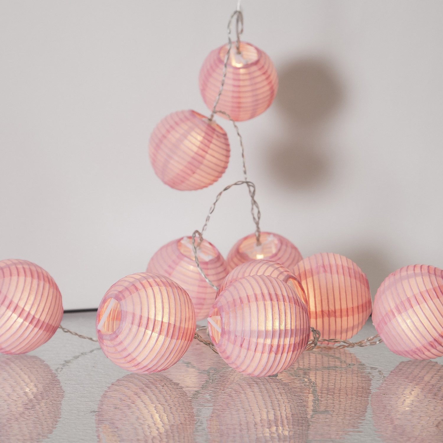 STAR TRADING LED-Lichterkette LED Party Lichterkette Lampion 10 rosa Lampions Deko für Innen, 10-flammig