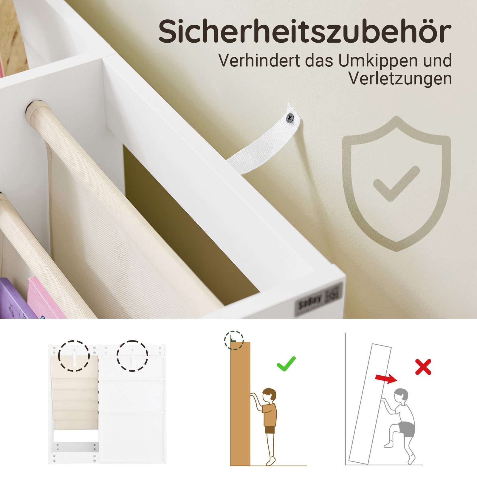 SoBuy Spielzeugtruhe KMB119, Bücherregal Kinderregal Spielzeugregal Aufbewahrung, Kinderzimmerregal, Kinder Bücherregal, 3 Regal, Kinderzimmer Regal – Bild 5 von 5