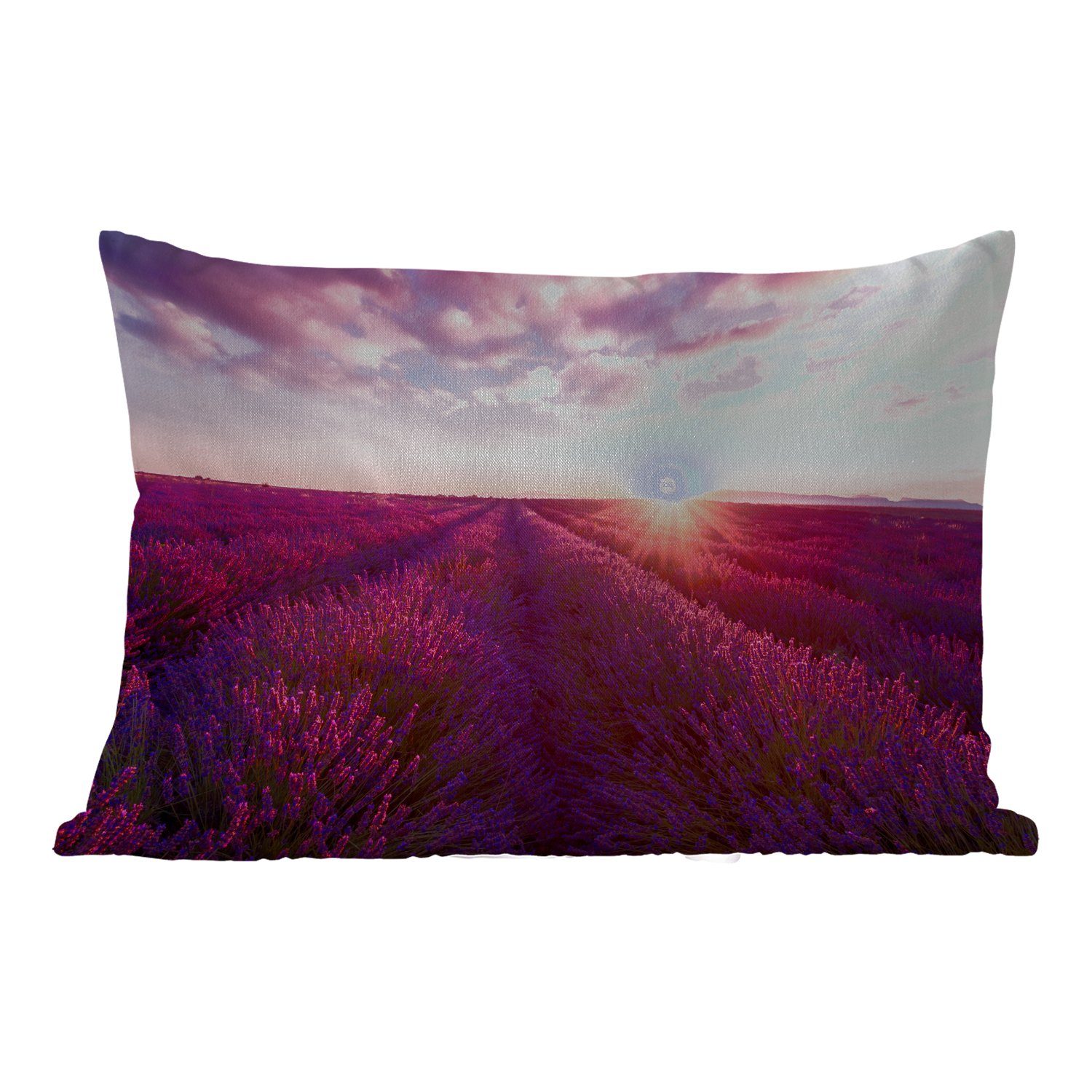 MuchoWow Dekokissen Lavendel - Blumen - Frankreich, Outdoor-Dekorationskissen, Polyester, Dekokissenbezug, Kissenhülle