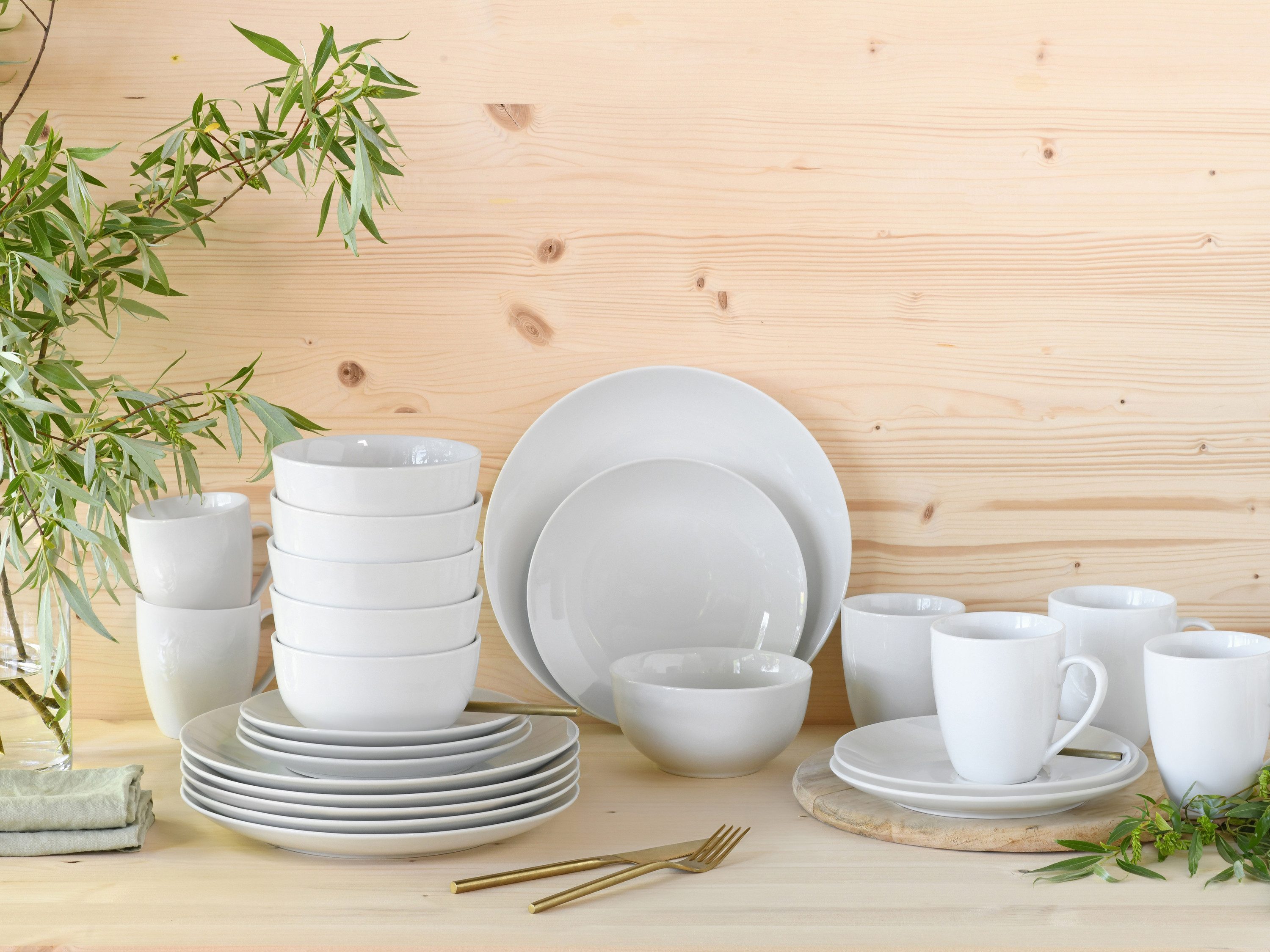 CreaTable Kombiservice Luna Weiss (24-tlg), 6 Personen, Porzellan