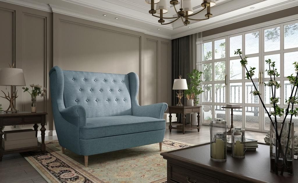 Xlmoebel Chesterfield-Sessel Zweisitzer Sofa aus Samt - Elegantes Polstersofa in Grün (1-St., 2-Sitzer), Made in Europa