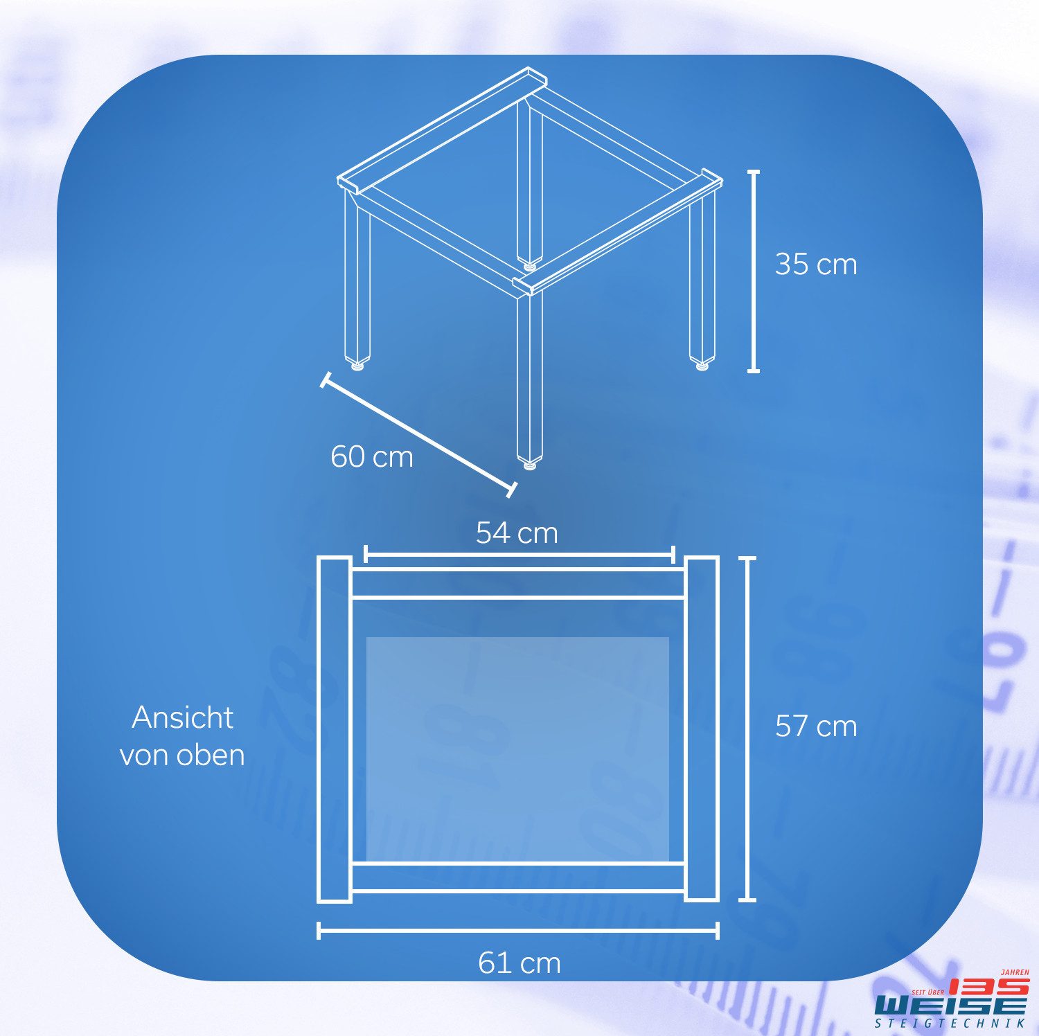 Weise Steigtechnik Waschmaschinenuntergestell Mara 1, für Waschmaschinen & Trockner, 1000kg Tragkraft, 35cm hoch ohne Auszug