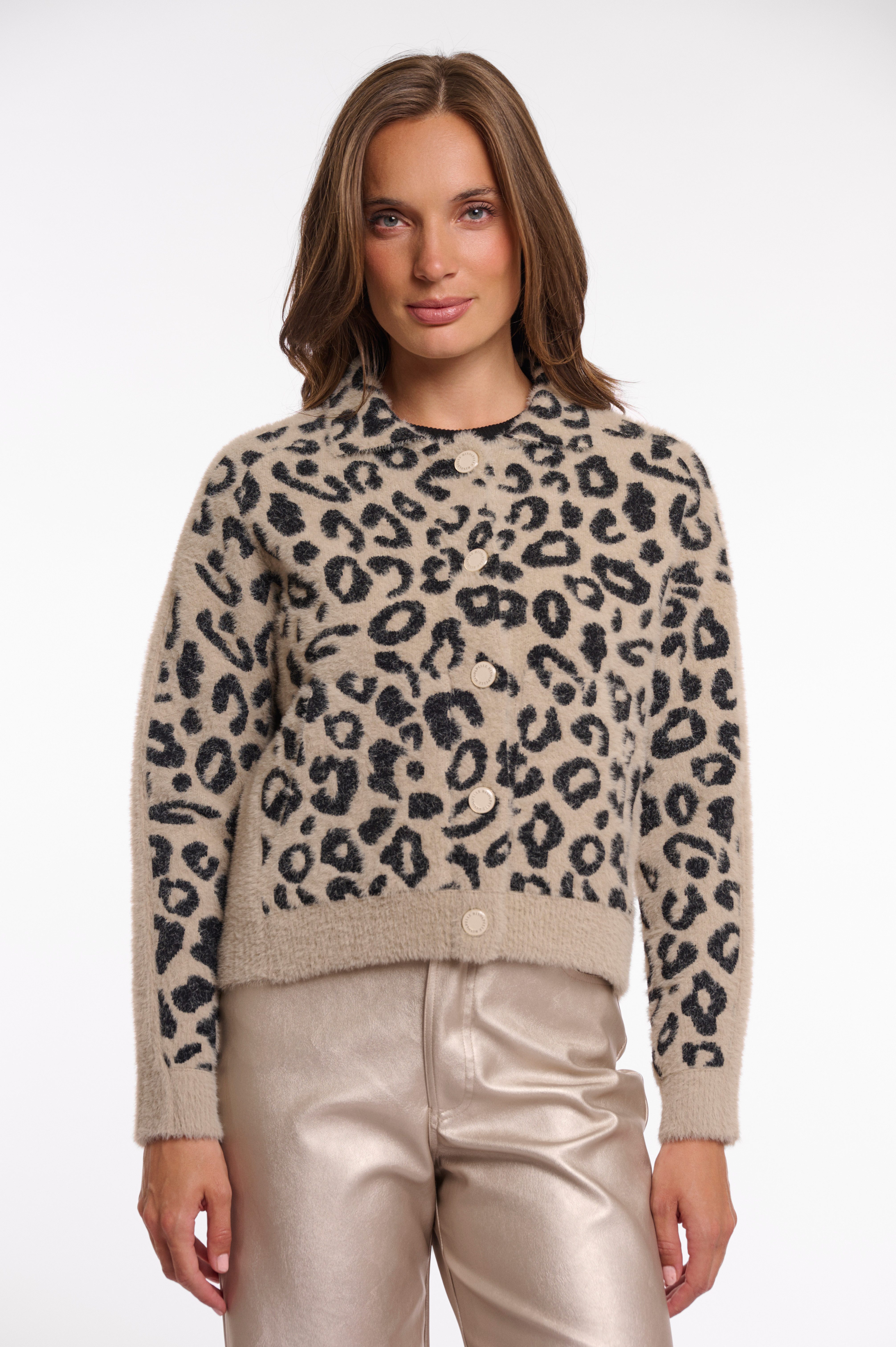 Rino & Pelle Strickjacke JET Kunstfell im Animal-Muster Allover