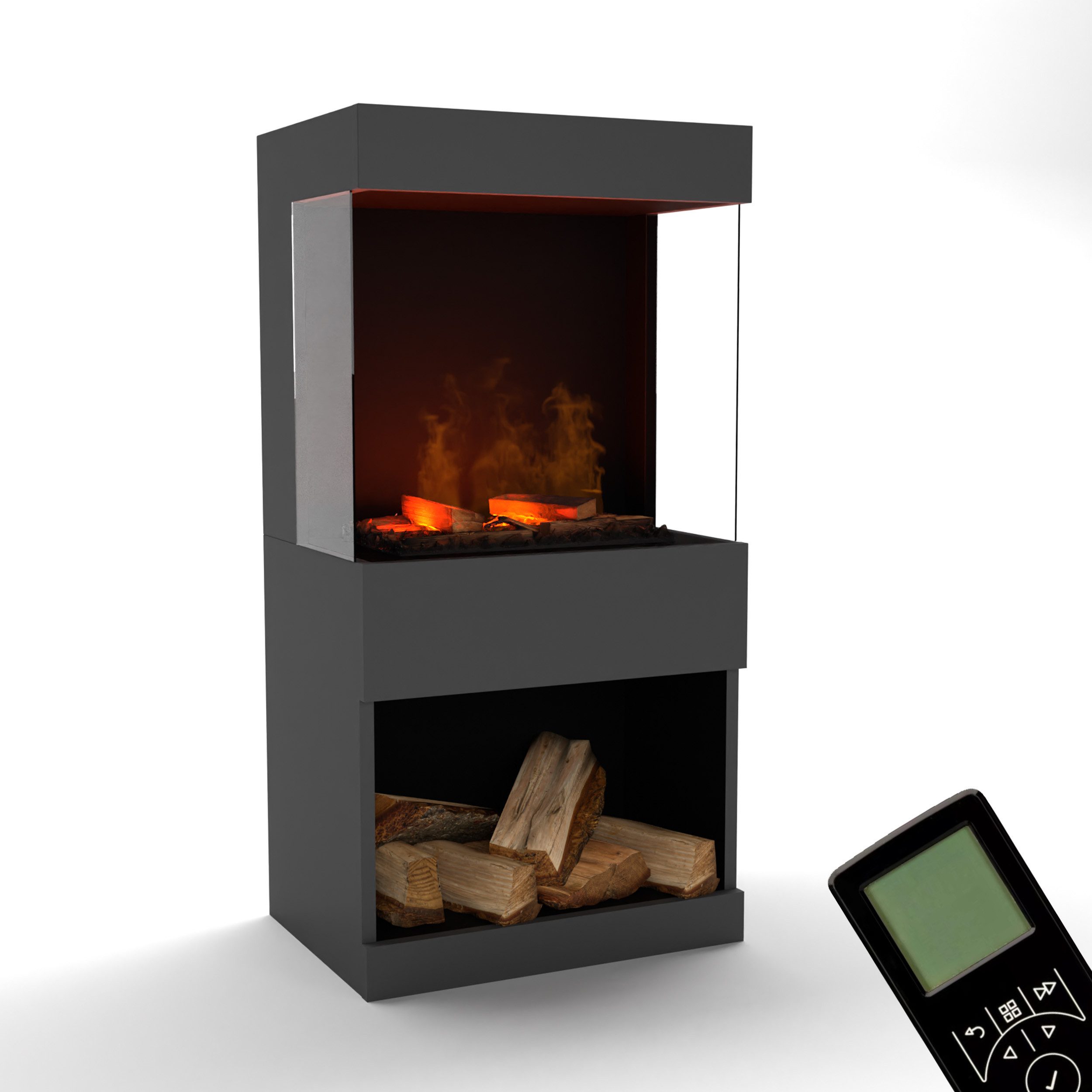 GLOW FIRE Elektrokamin OGF 2 Wasserdampf Kamin, Standkamin, Elektrischer Kamin, Wasserdampfkamin mit 3D Feuer und Knisterfunktion