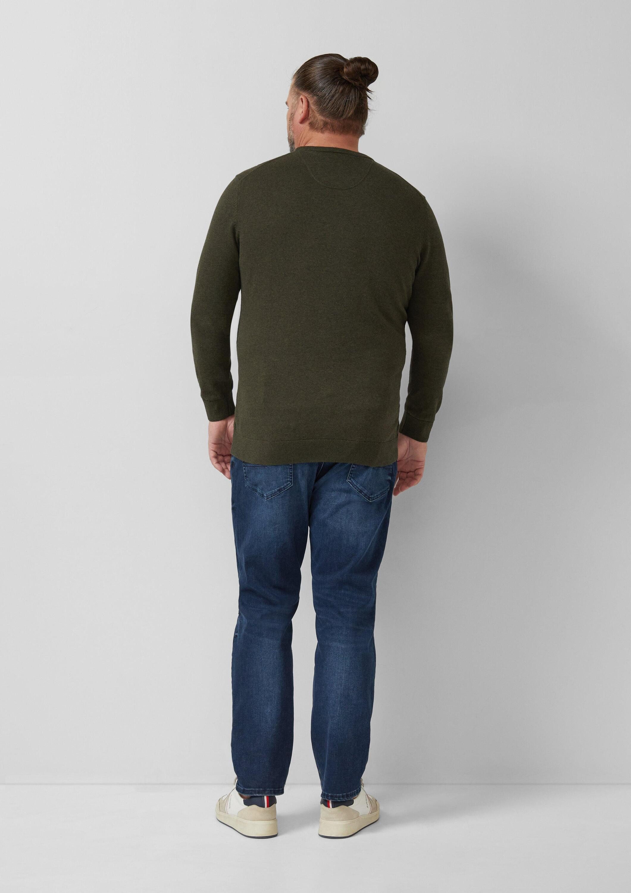 s.Oliver Longpullover Strickpullover Baumwollpullover mit Logo-Stickerei