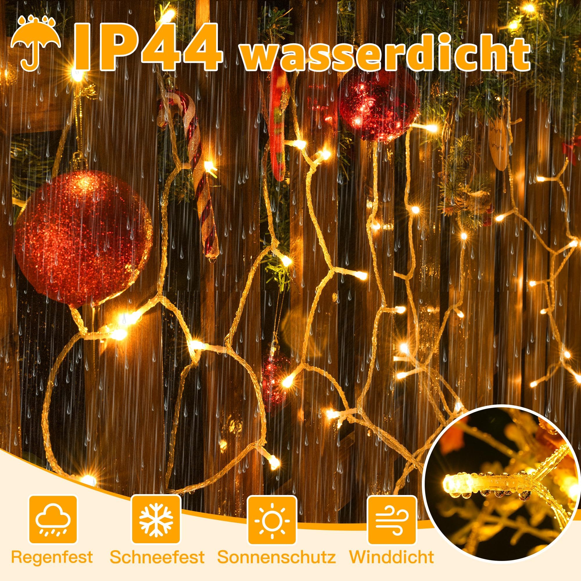 YI LED-Lichternetz 10m Sommerüberraschung Lichtschnur LED Schnur Licht Hochzeit Dekor