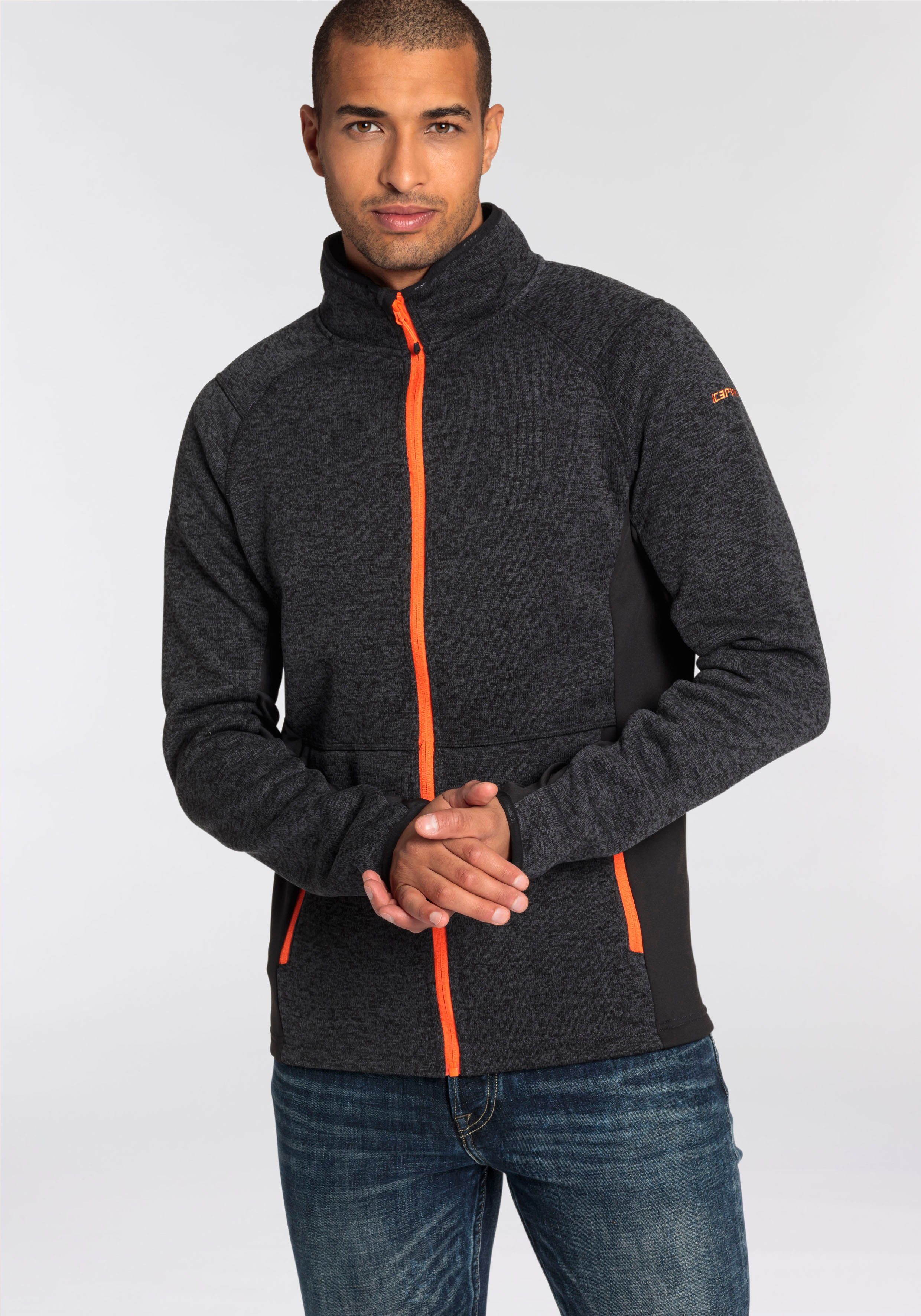 Icepeak Funktionsjacke MELANGE Oberarm mit ICEPEAK BODE Logostickerei kontrastfarbener BLACK am