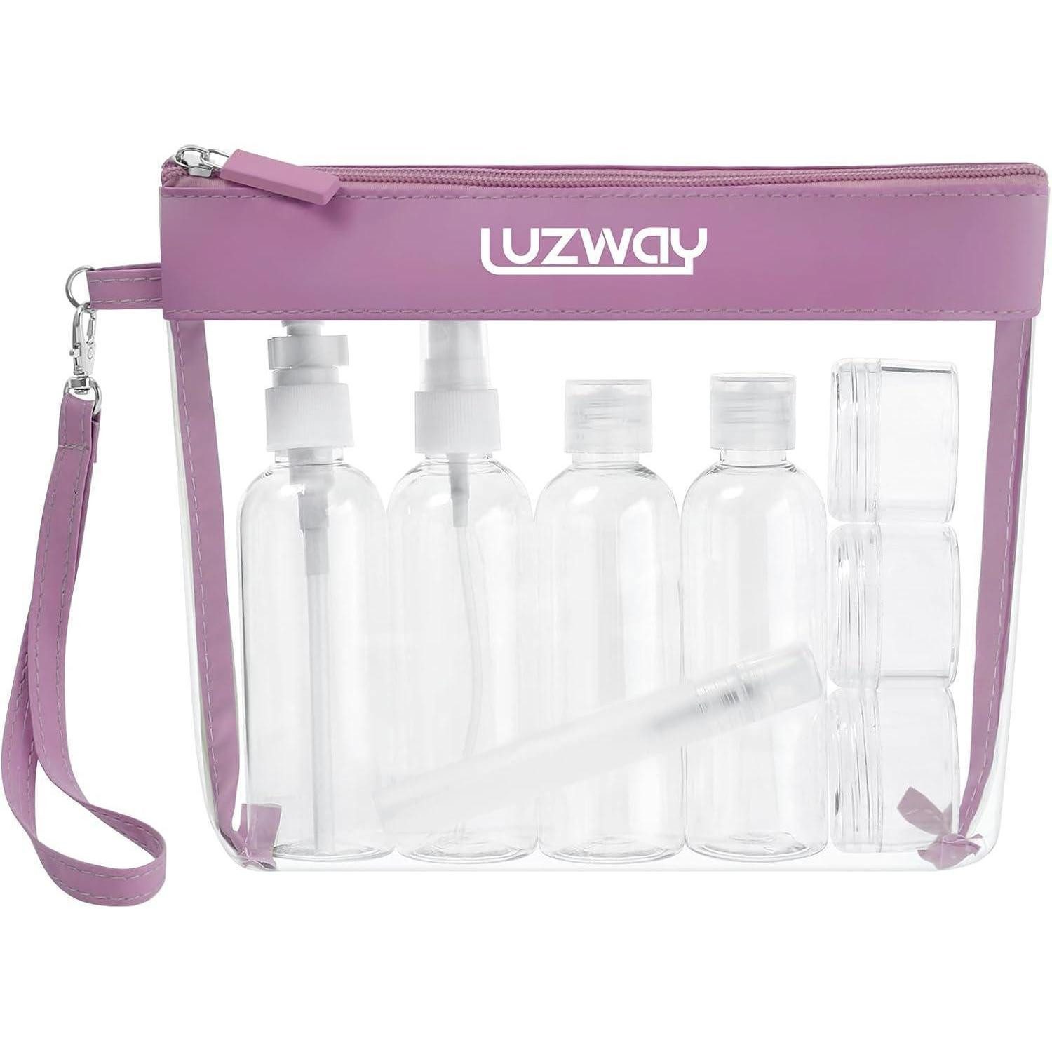 LuxusKollektion Liquidtasche Kulturbeutel Transparent 8 Flaschen 100ml Handgepäck Lila