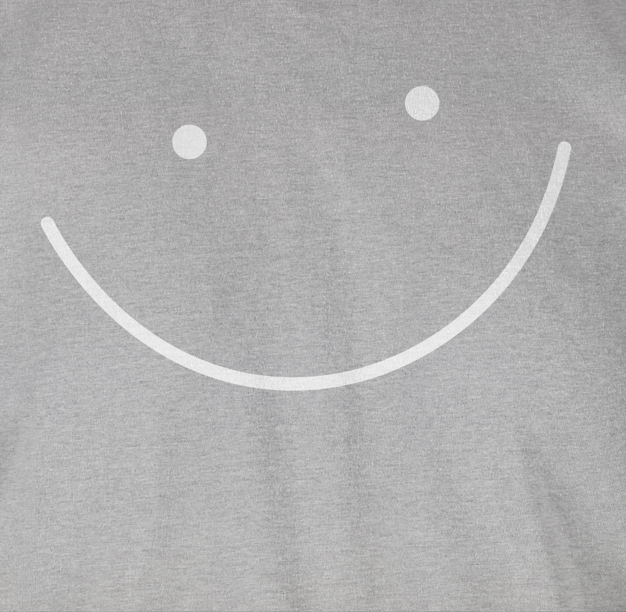 Rundhalsshirt Statement Sprüche Smile Shirtracer Gesicht meliert Grau 3