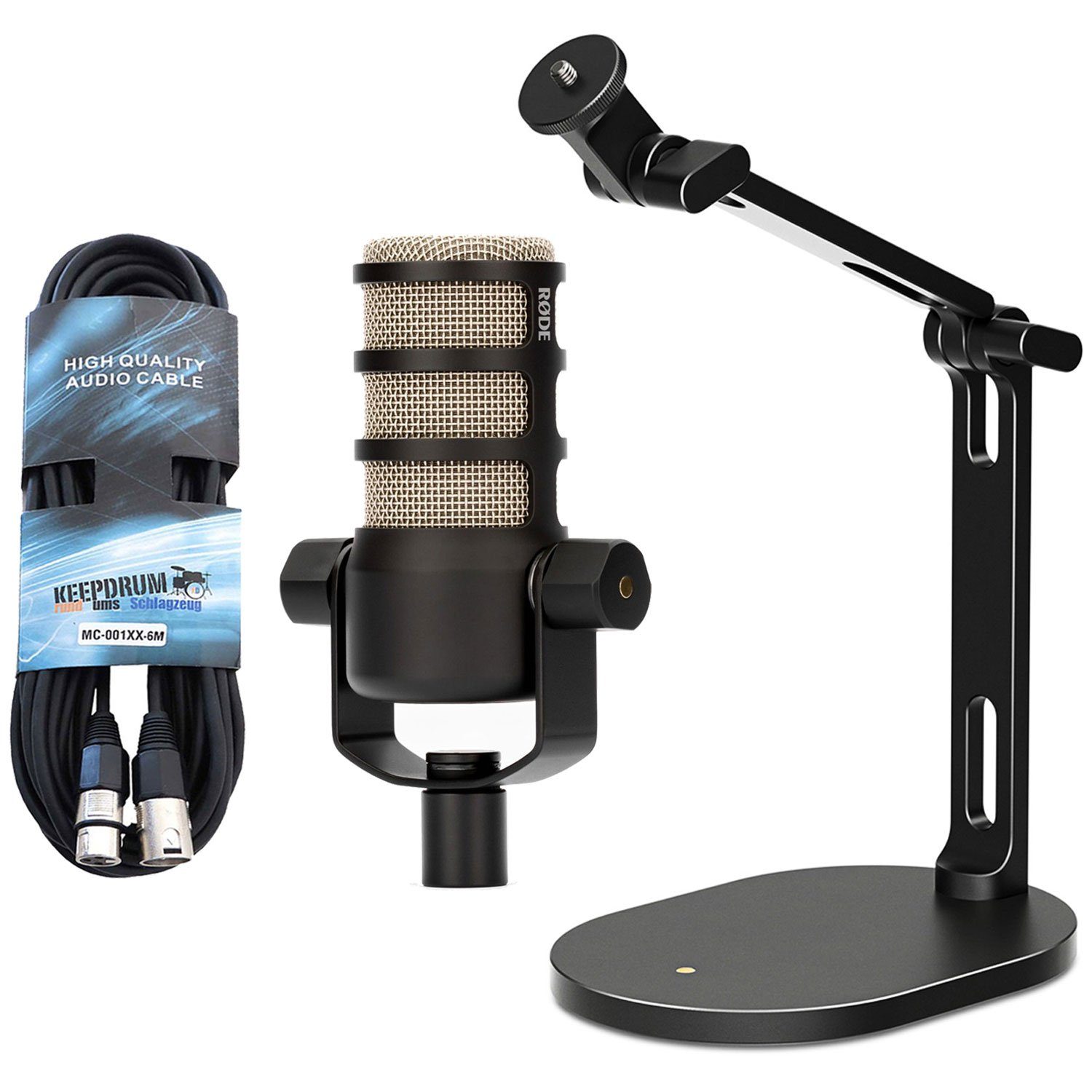 RØDE Mikrofon Rode Podmic XLR-Mikrofon mit DS-2 Stativ und Kabel (mit DS-2 Stativ und Kabel)