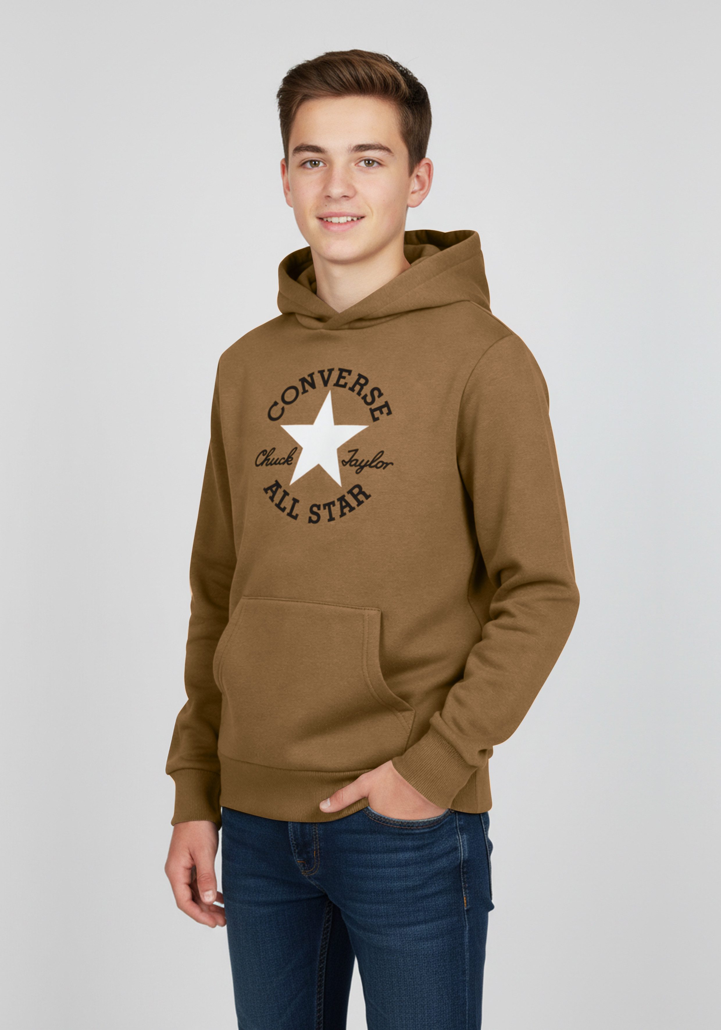 Converse Kapuzensweatshirt für Kinder geeignet, aus Baumwolle und Polyester, bequeme Passform