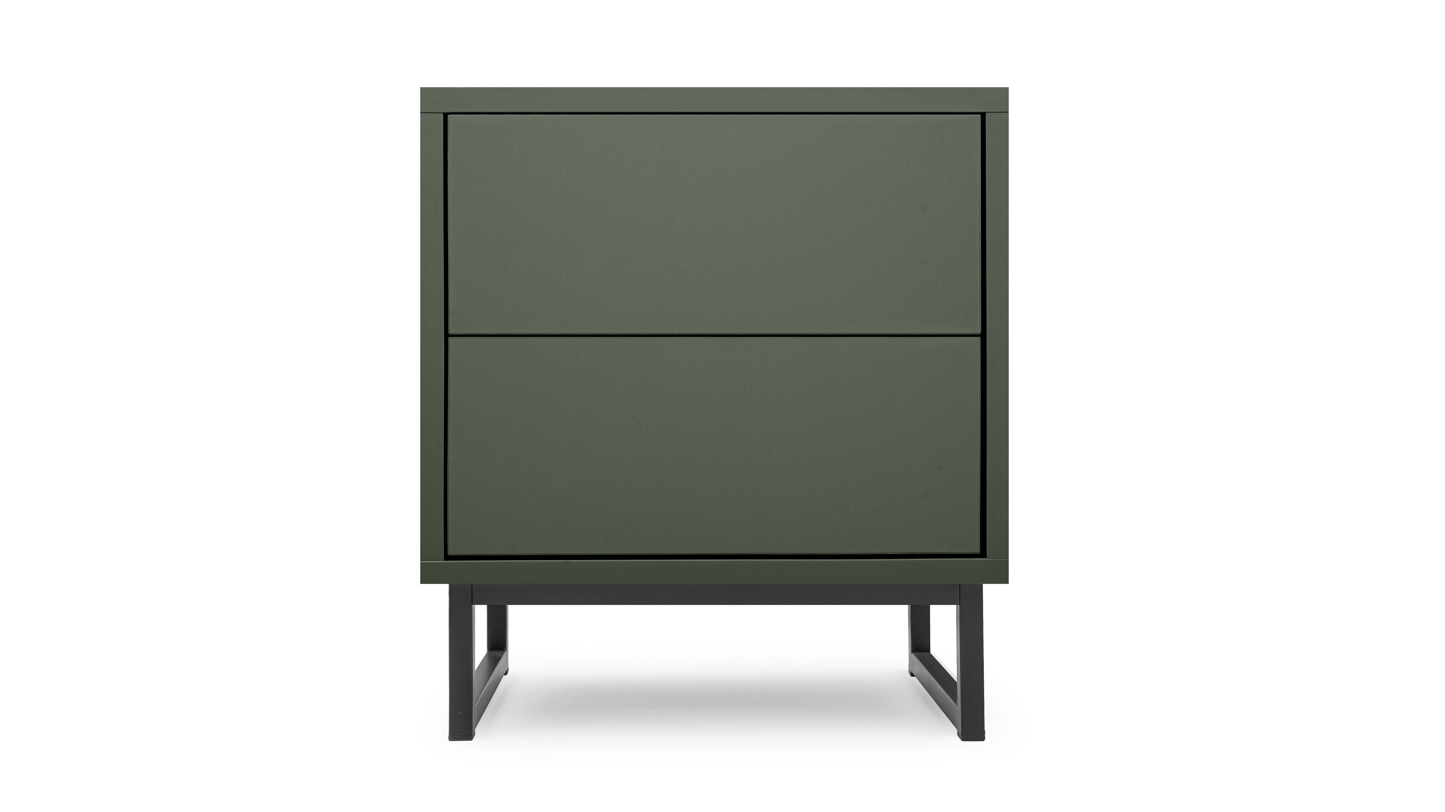 Beautysofa Nachttisch GIANA elegante grifflos mit 2 Schubladen (erhältlich in Sandbeige oder Flaschengrün), Breite: 43 cm