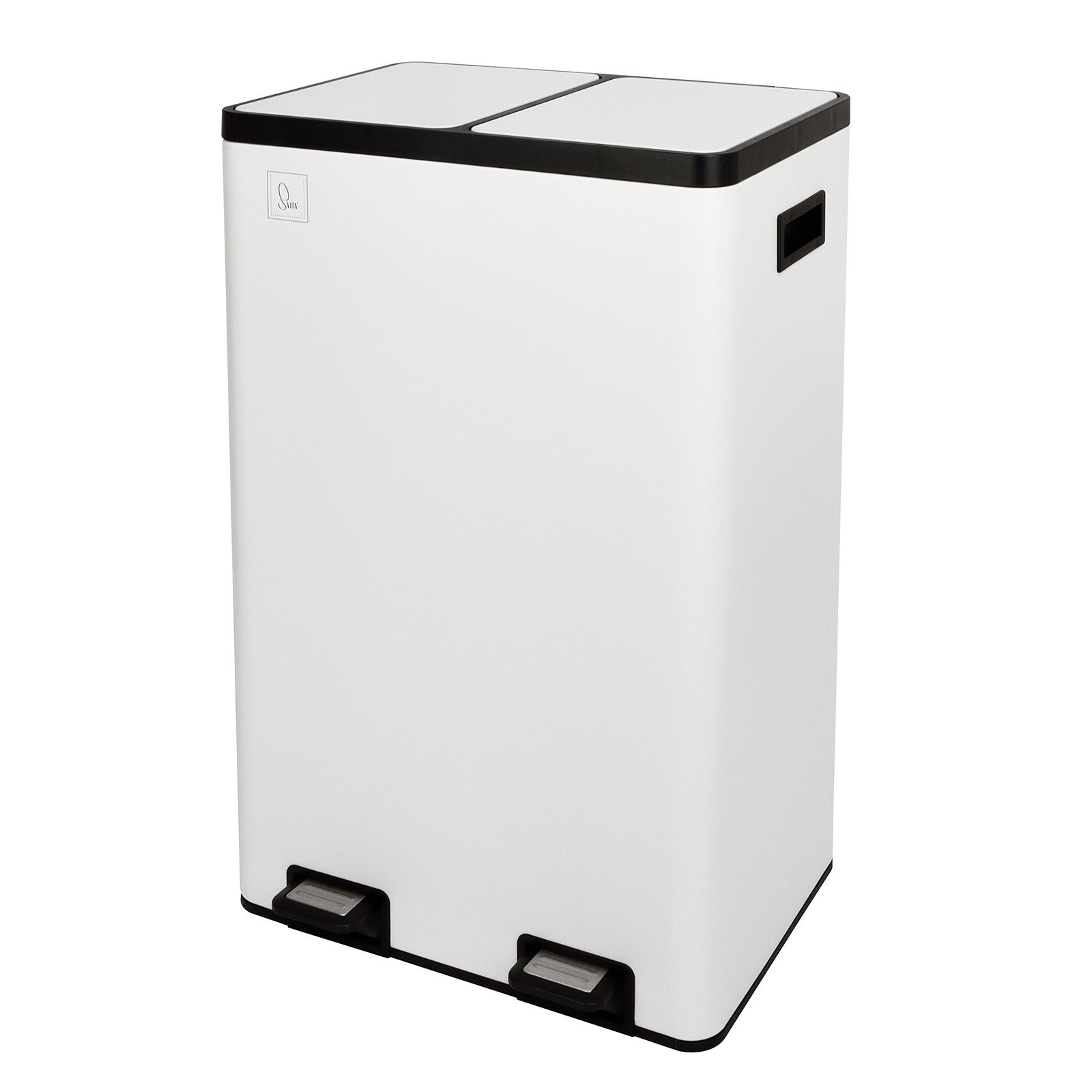 SVITA Mülltrennsystem, Mülleimer, 60L, Softclose-Deckel, Pedal, Weiß