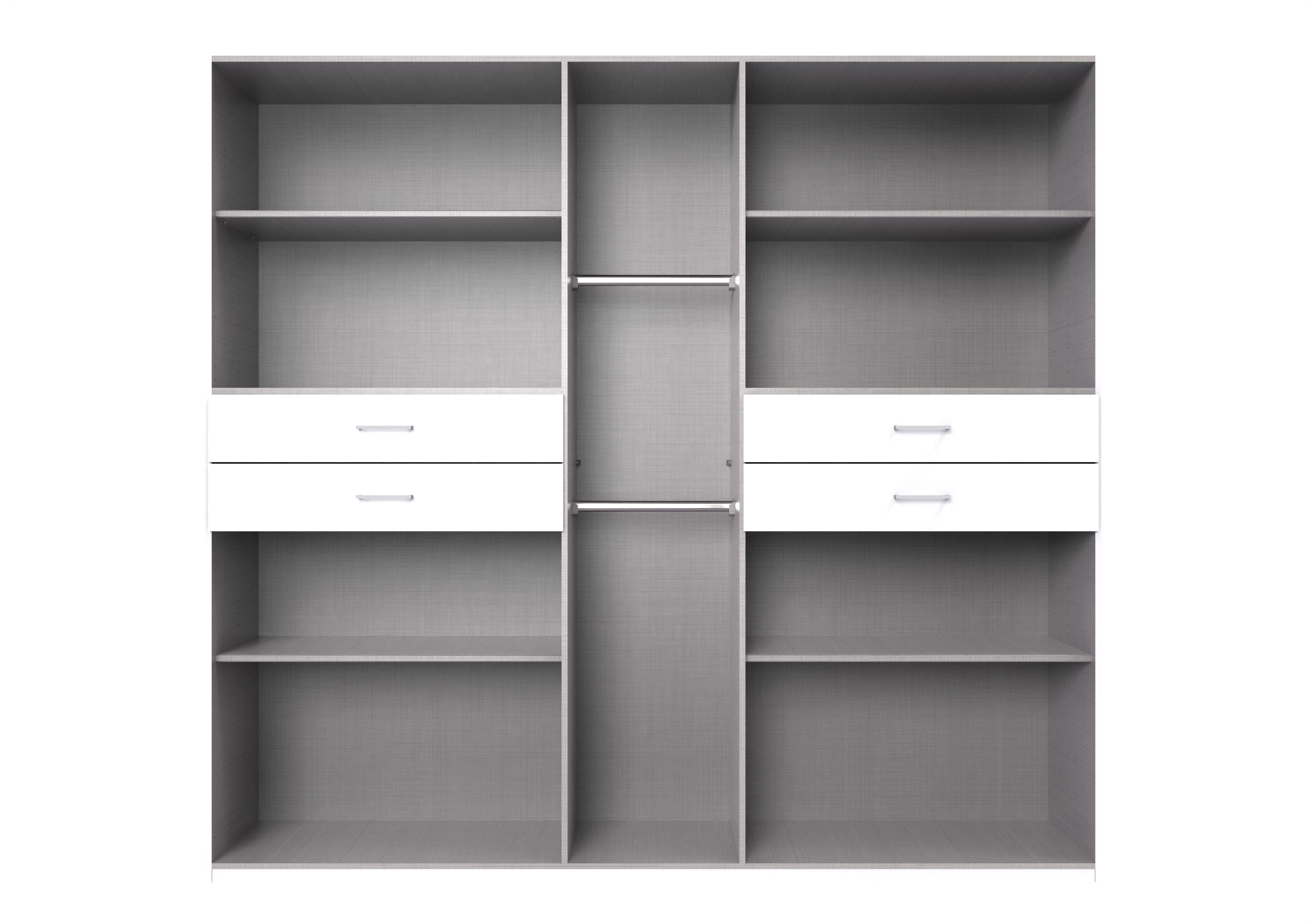 freiraum Drehtürenschrank Taiga 4 Schübe, 9 Türen, Spiegel, Graphit - 225x208x58cm (BxHxT)