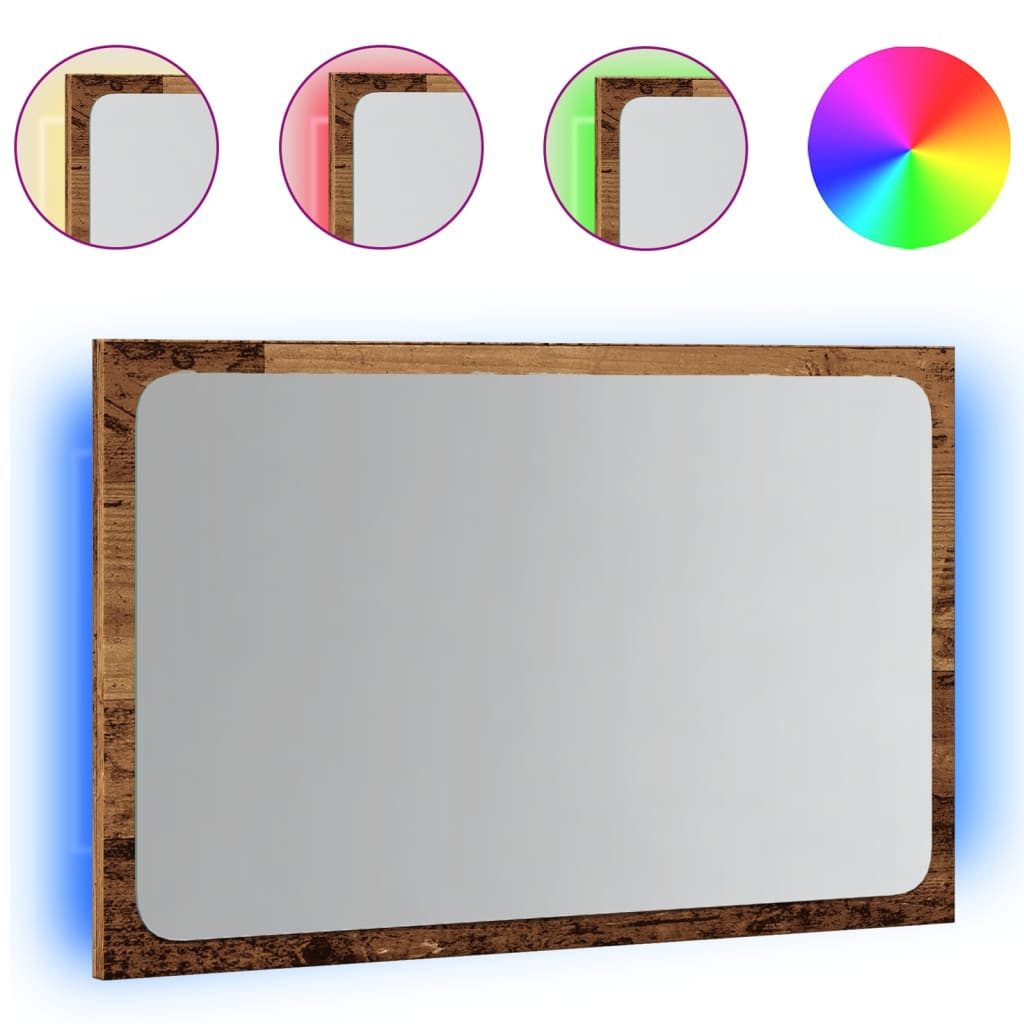 vidaXL Spiegel, Badspiegel mit LED-Leuchten Artisan-Eiche 60x8,5x38 cm