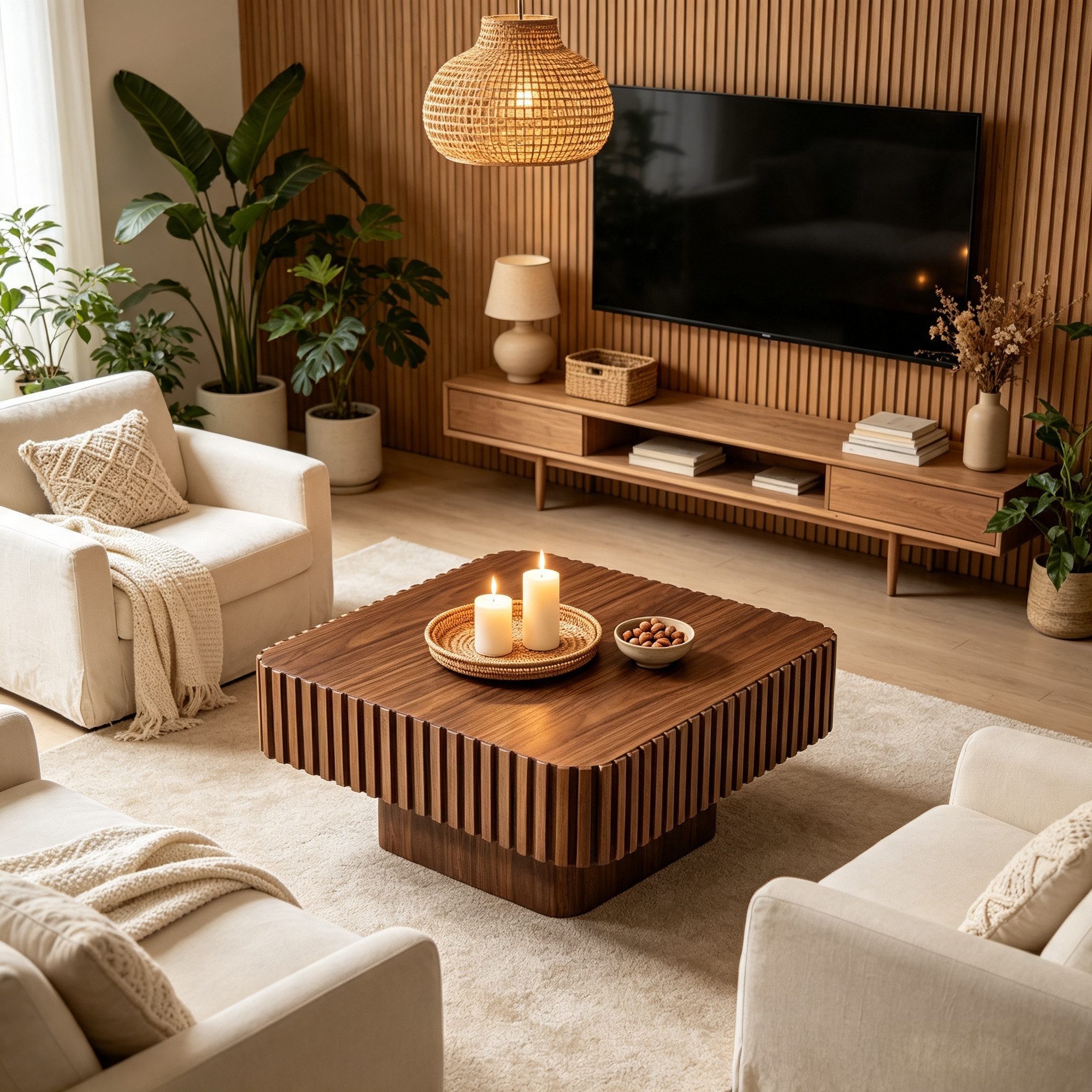 WILLIAMSPACE Couchtisch Lesley Eckiger Couchtisch mit geriffelter Oberfläche – Moderner Tisch (1 St), Maße ca.: B80 x T80 x H35 cm
