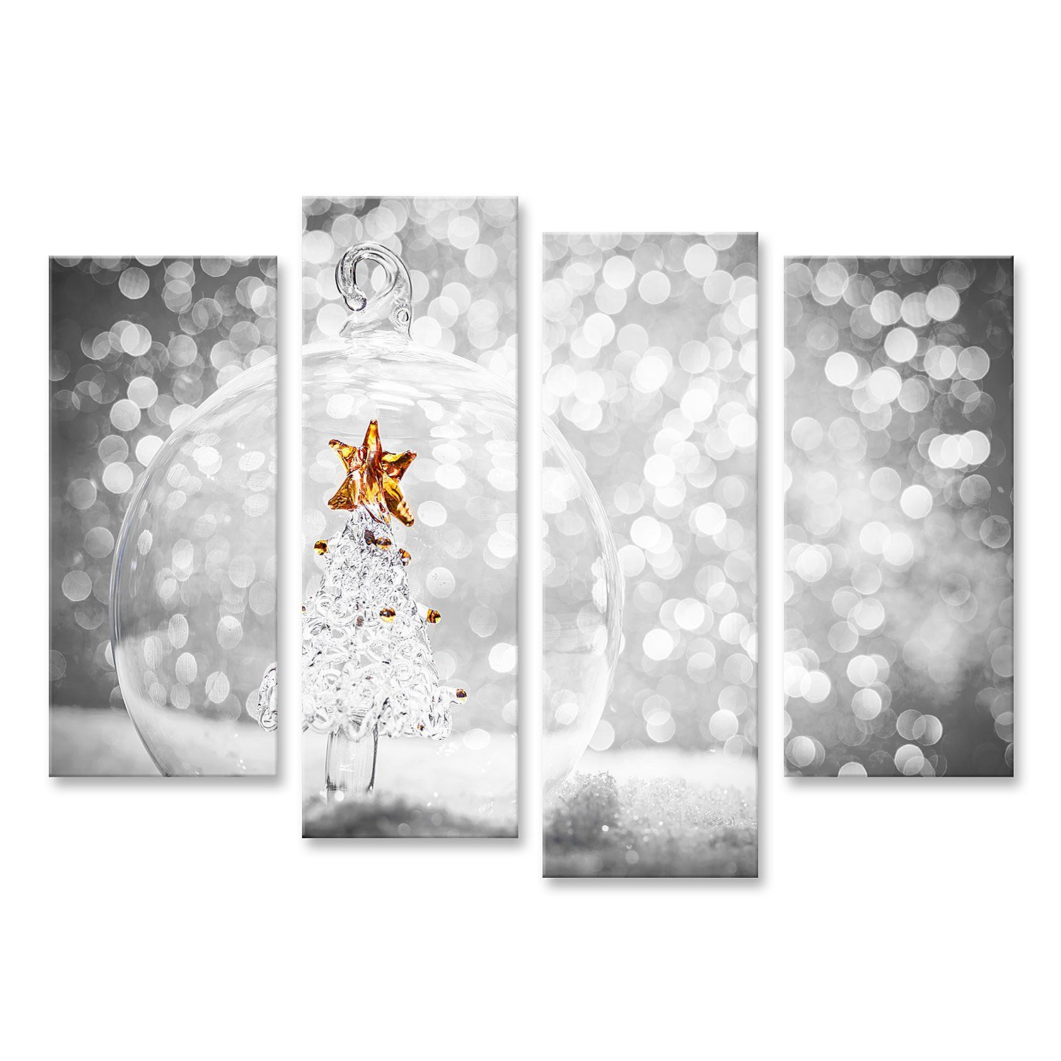 islandburner Leinwandbild Bild auf Leinwand Weihnachtsglaskugel Mit  Kristall Baum Im Inneren Im